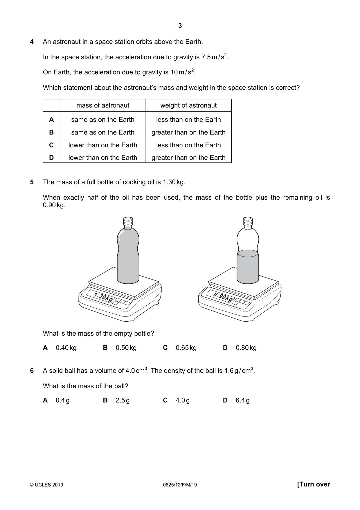 Cambridge IGCSE Physics 0625 2019 Feb/March Paper 1 · Variant 2 question paper, page 3 of 16