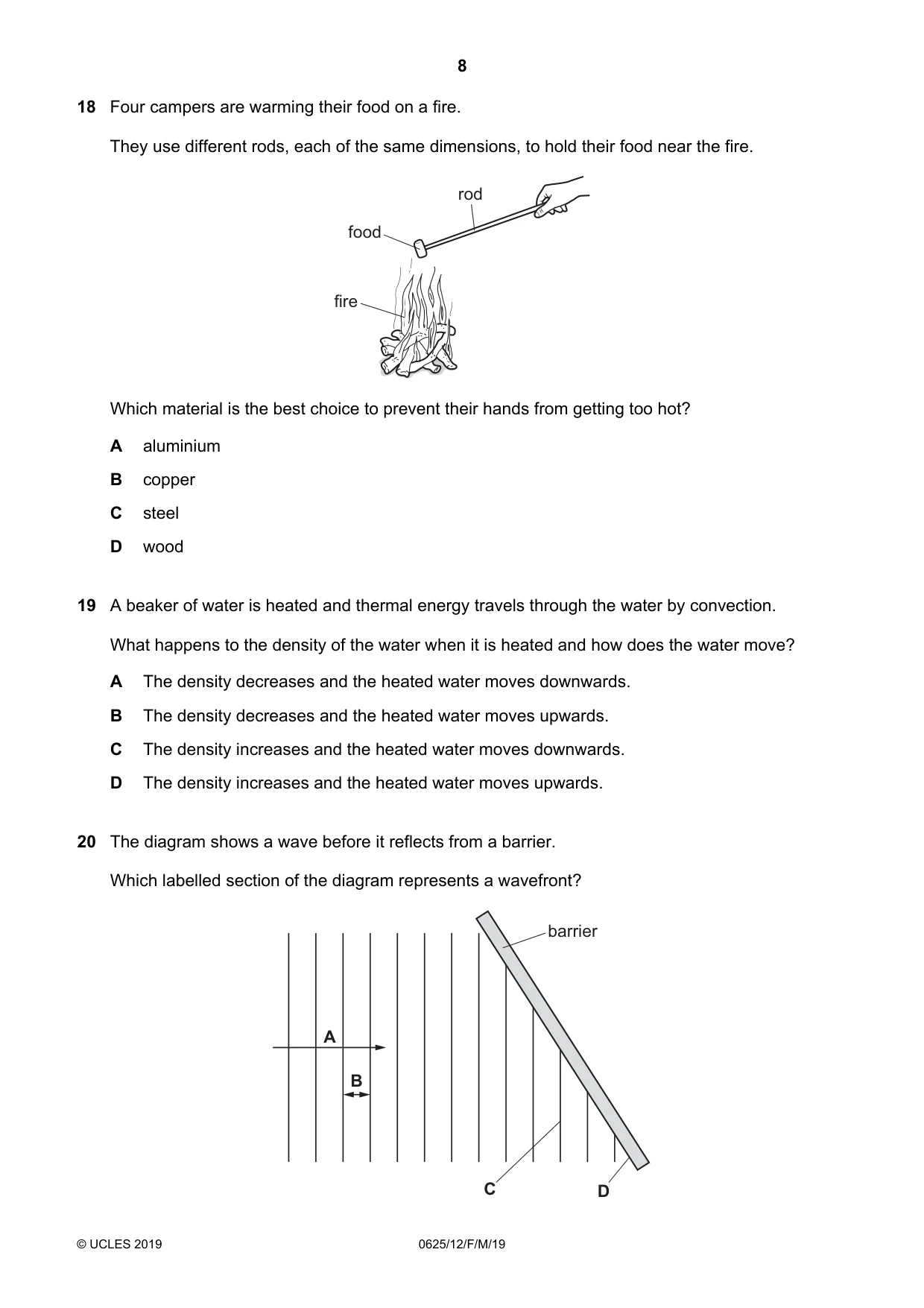 Cambridge IGCSE Physics 0625 2019 Feb/March Paper 1 · Variant 2 question paper, page 8 of 16