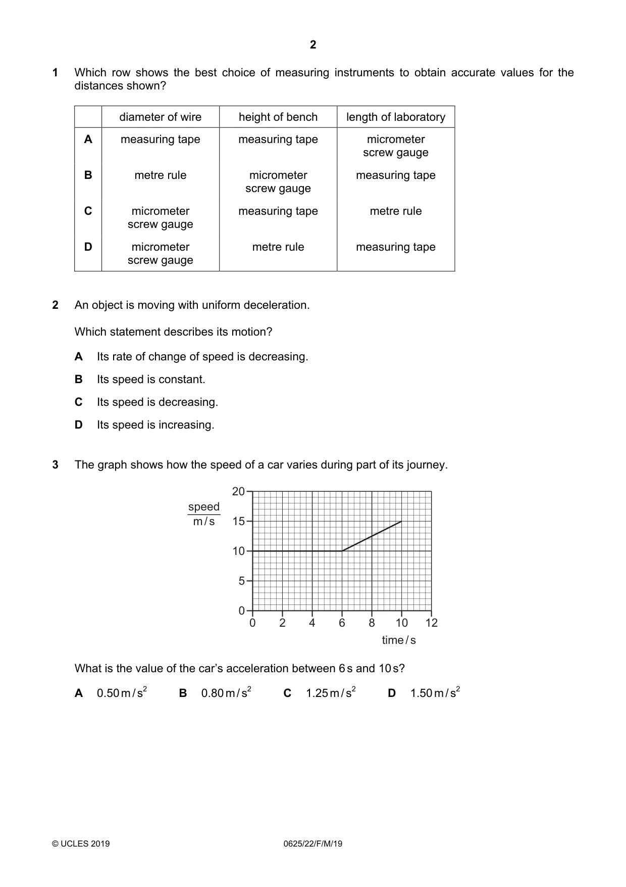Cambridge IGCSE Physics 0625 2019 Feb/March Paper 2 · Variant 2 question paper, page 2 of 16