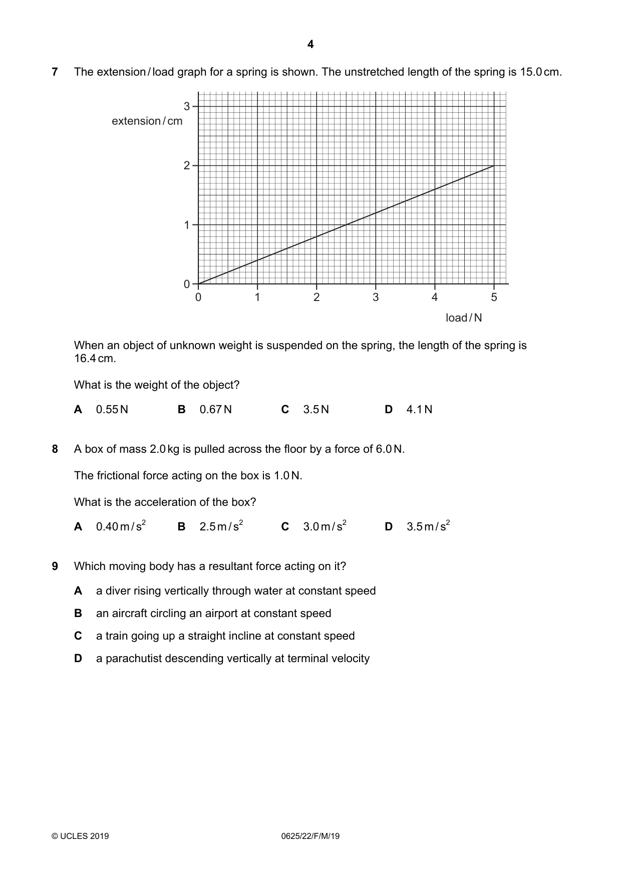 Cambridge IGCSE Physics 0625 2019 Feb/March Paper 2 · Variant 2 question paper, page 4 of 16