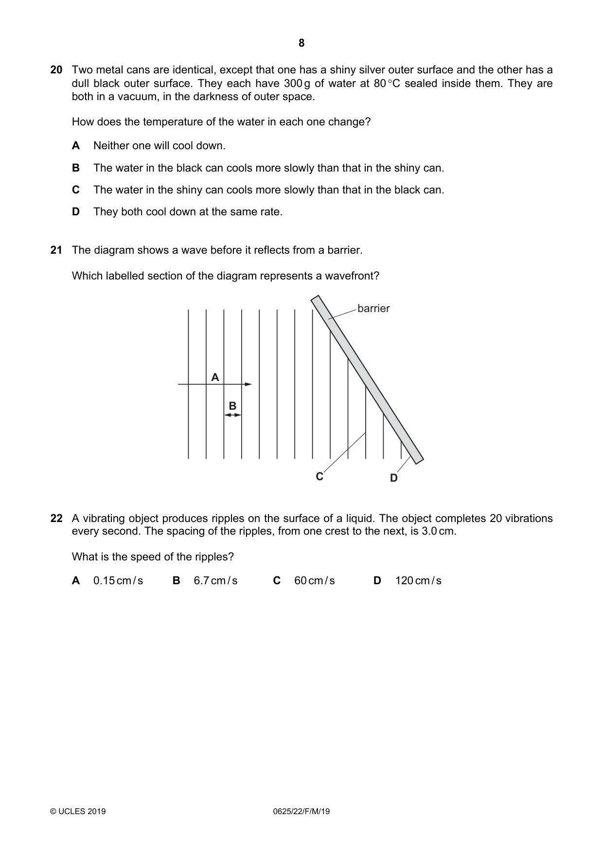 Cambridge IGCSE Physics 0625 2019 Feb/March Paper 2 · Variant 2 question paper, page 8 of 16