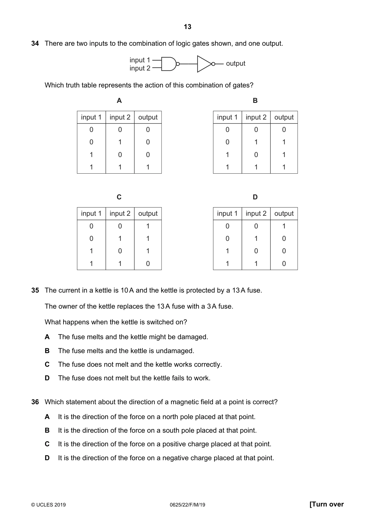 Cambridge IGCSE Physics 0625 2019 Feb/March Paper 2 · Variant 2 question paper, page 13 of 16