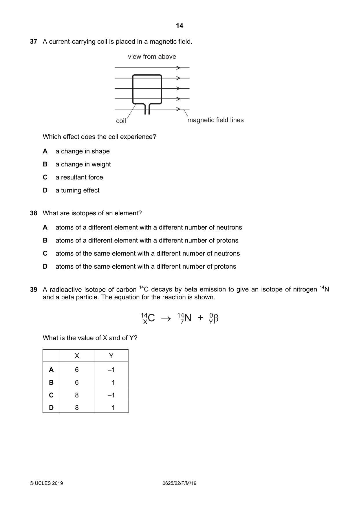 Cambridge IGCSE Physics 0625 2019 Feb/March Paper 2 · Variant 2 question paper, page 14 of 16
