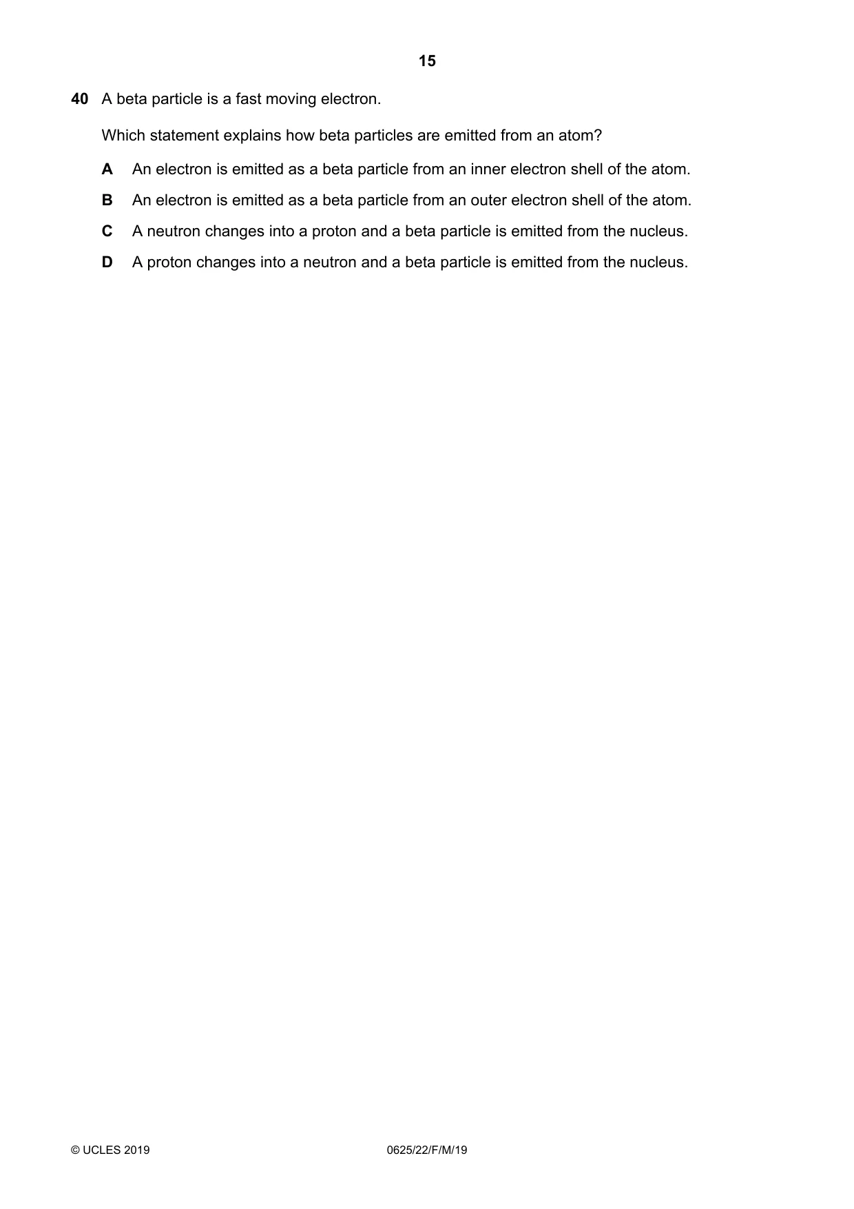 Cambridge IGCSE Physics 0625 2019 Feb/March Paper 2 · Variant 2 question paper, page 15 of 16