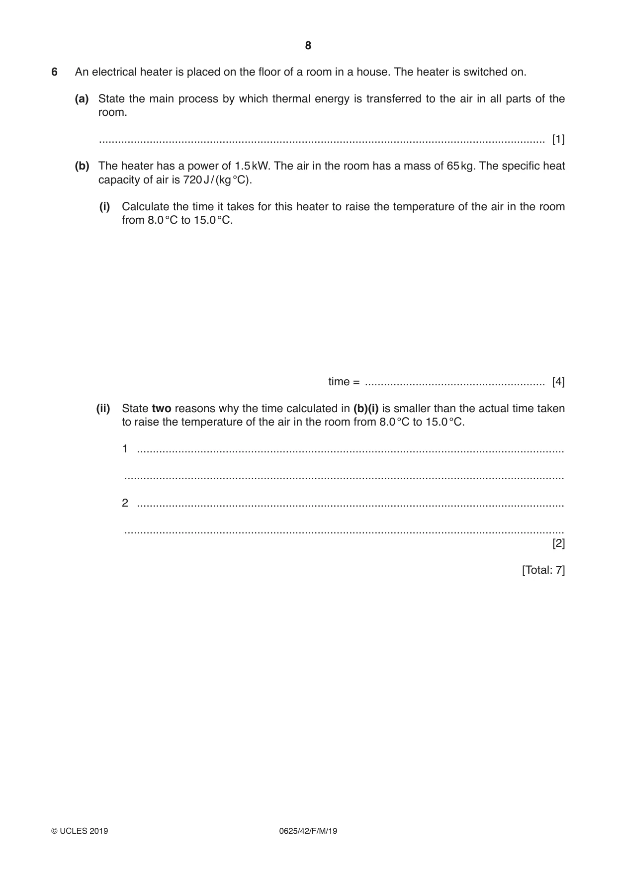 Cambridge IGCSE Physics 0625 2019 Feb/March Paper 4 · Variant 2 question paper, page 8 of 16