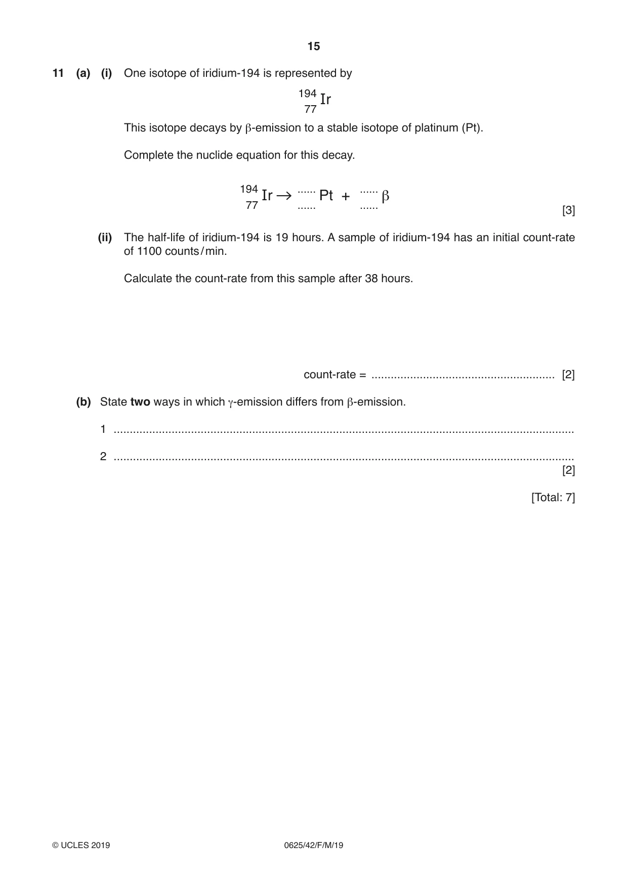 Cambridge IGCSE Physics 0625 2019 Feb/March Paper 4 · Variant 2 question paper, page 15 of 16
