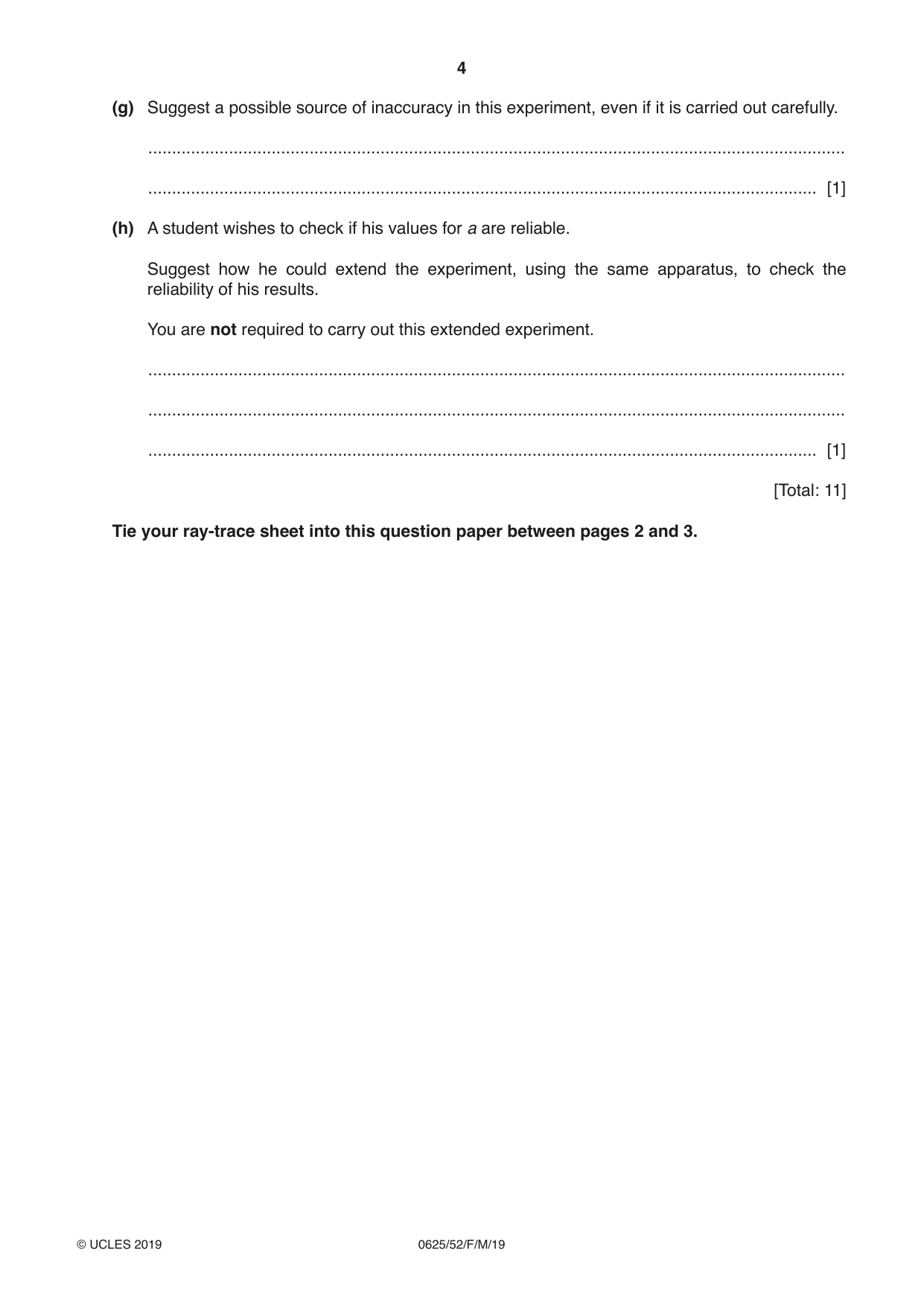 Cambridge IGCSE Physics 0625 2019 Feb/March Paper 5 · Variant 2 question paper, page 4 of 12