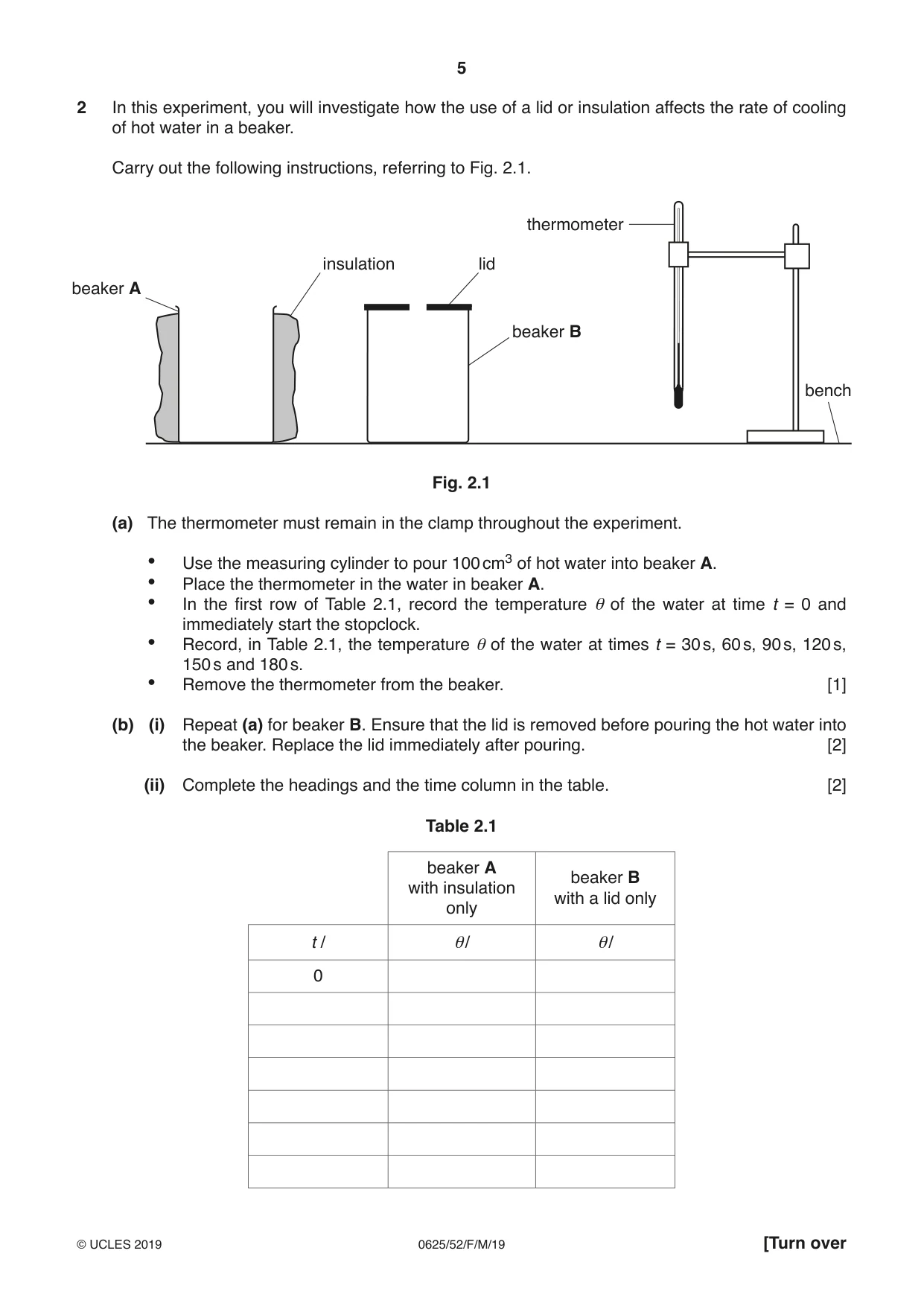 Cambridge IGCSE Physics 0625 2019 Feb/March Paper 5 · Variant 2 question paper, page 5 of 12