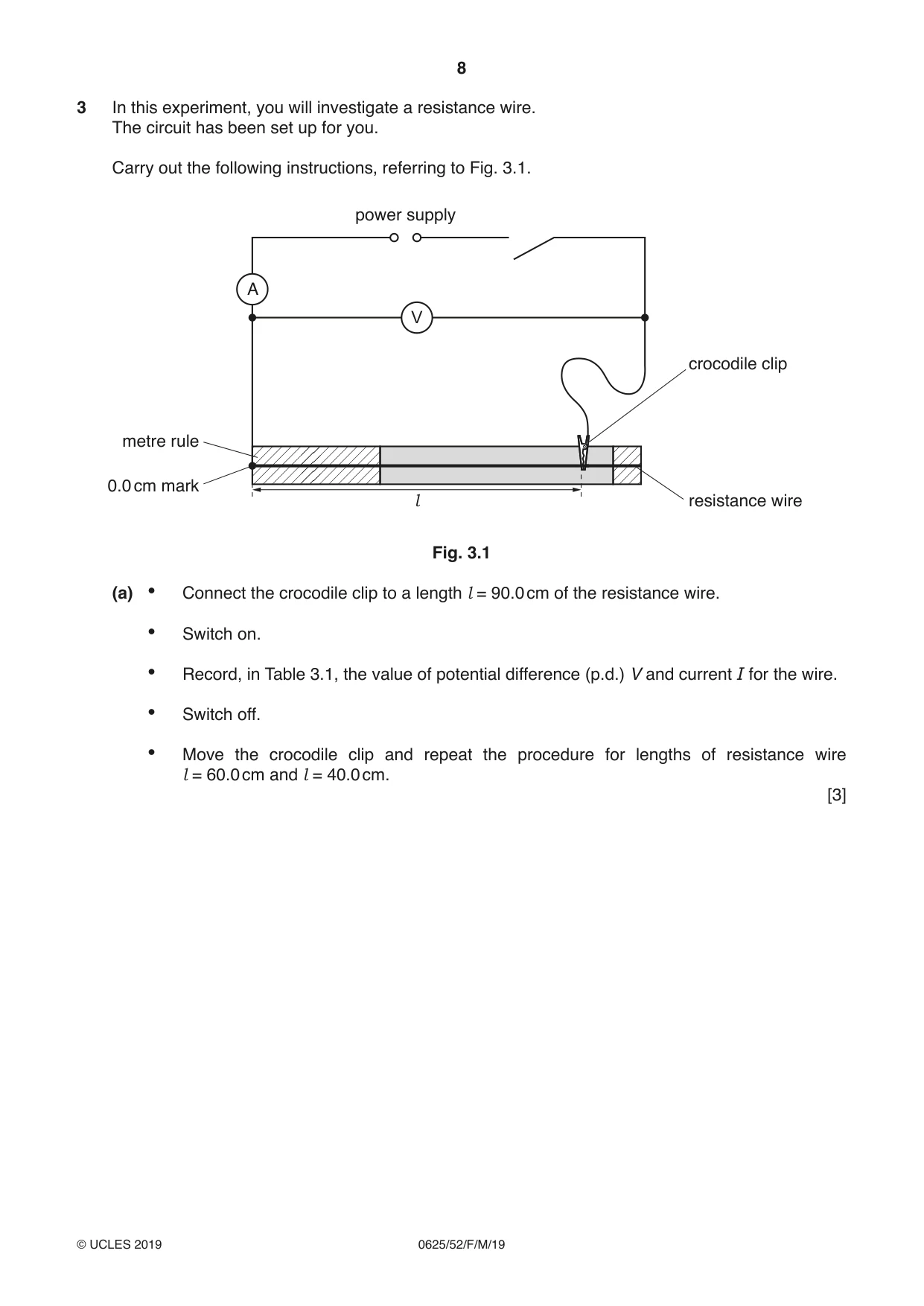 Cambridge IGCSE Physics 0625 2019 Feb/March Paper 5 · Variant 2 question paper, page 8 of 12