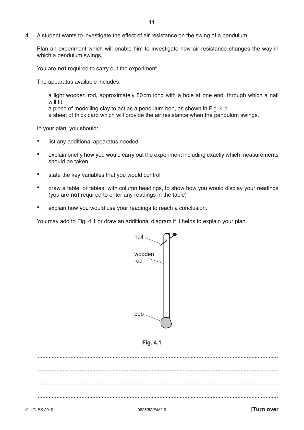 Cambridge IGCSE Physics 0625 2019 Feb/March Paper 5 · Variant 2 question paper, page 11 of 12