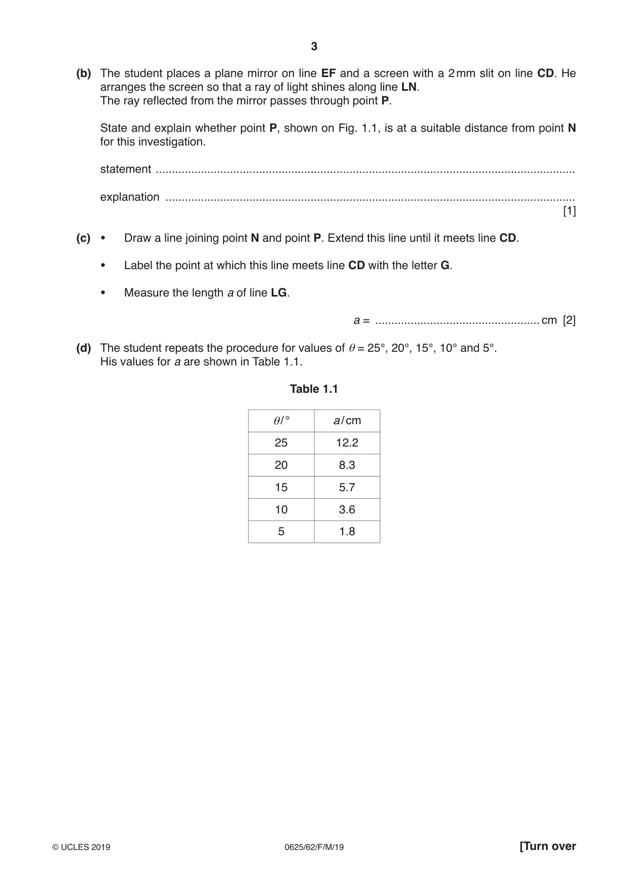Cambridge IGCSE Physics 0625 2019 Feb/March Paper 6 · Variant 2 question paper, page 3 of 12