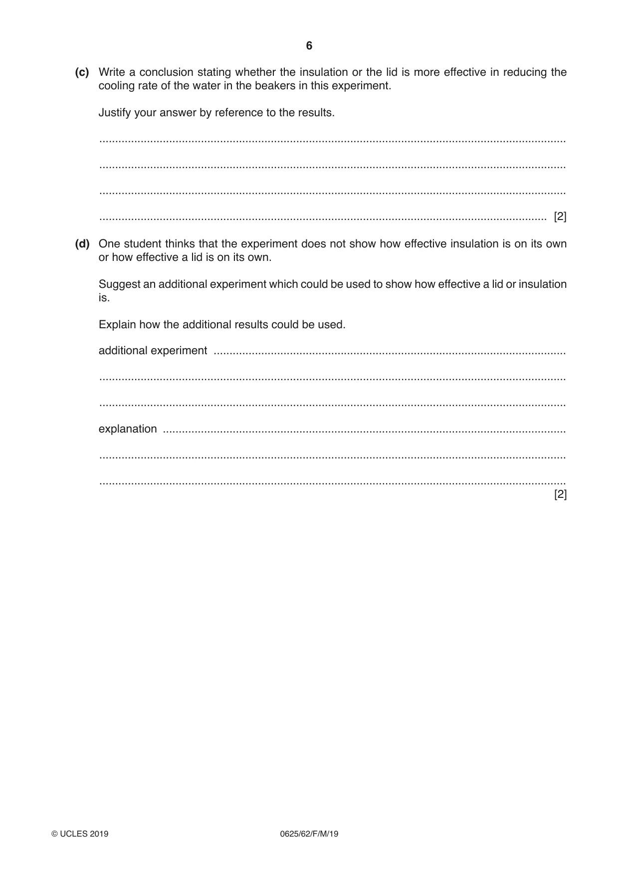 Cambridge IGCSE Physics 0625 2019 Feb/March Paper 6 · Variant 2 question paper, page 6 of 12