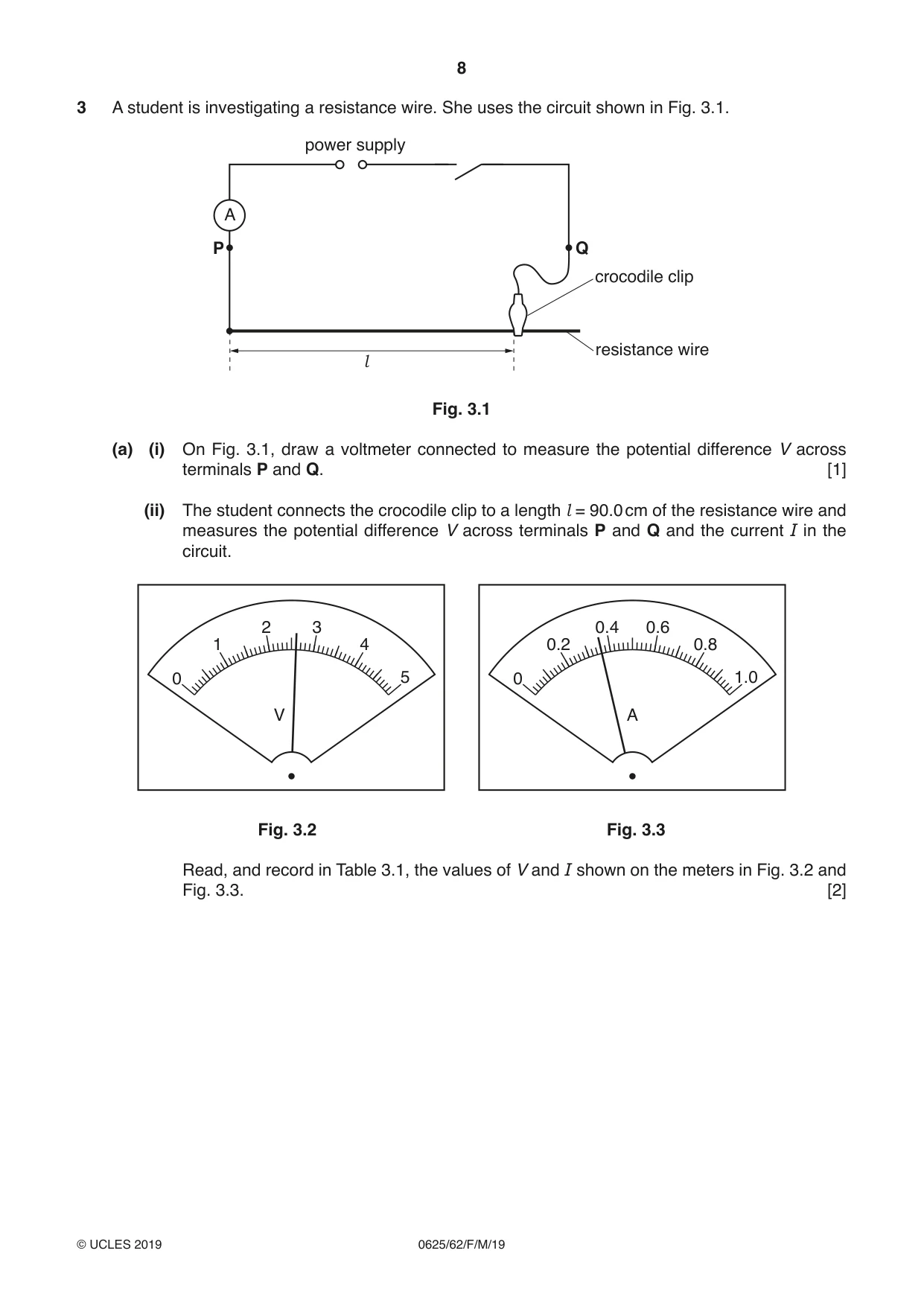 Cambridge IGCSE Physics 0625 2019 Feb/March Paper 6 · Variant 2 question paper, page 8 of 12