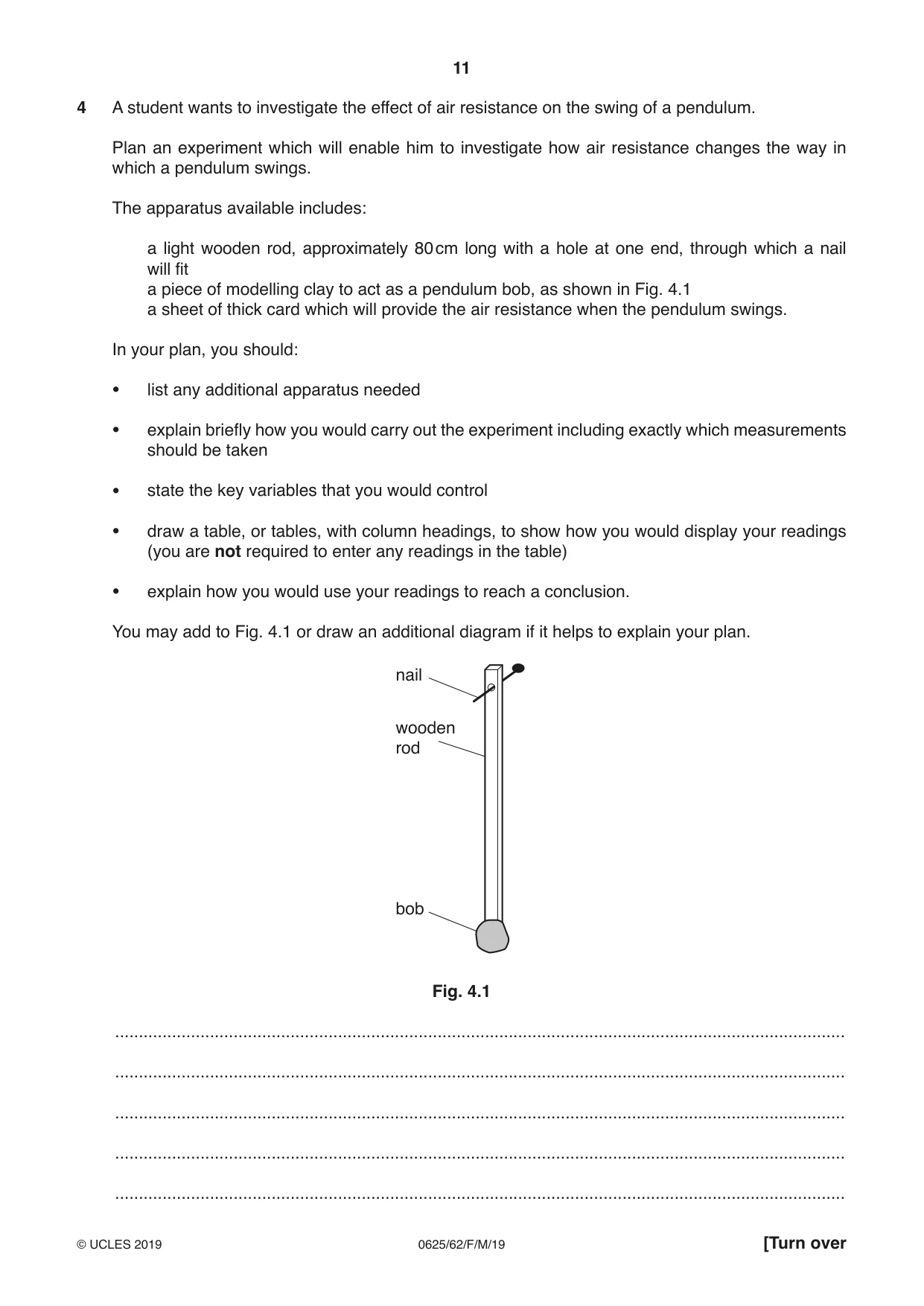Cambridge IGCSE Physics 0625 2019 Feb/March Paper 6 · Variant 2 question paper, page 11 of 12