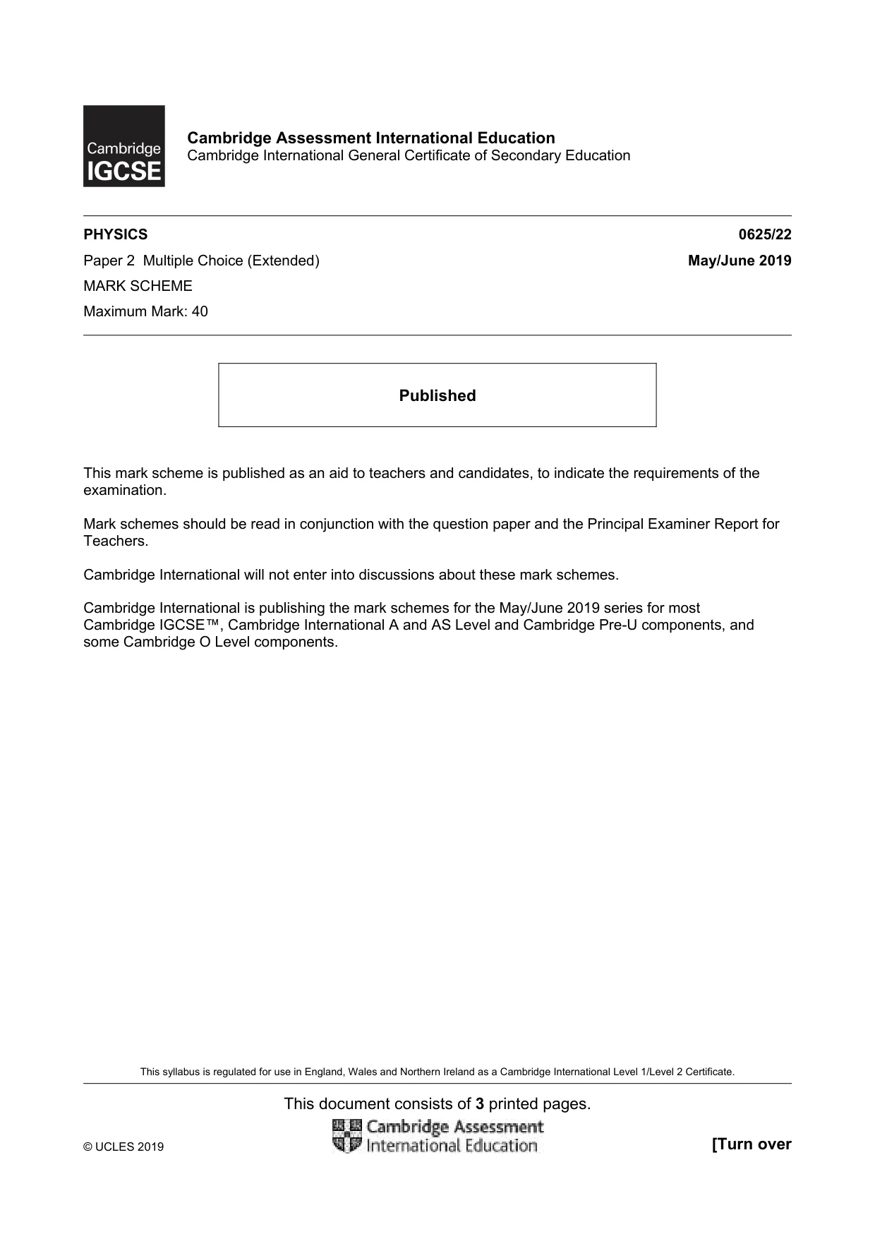 Mark scheme, page 1 of 3