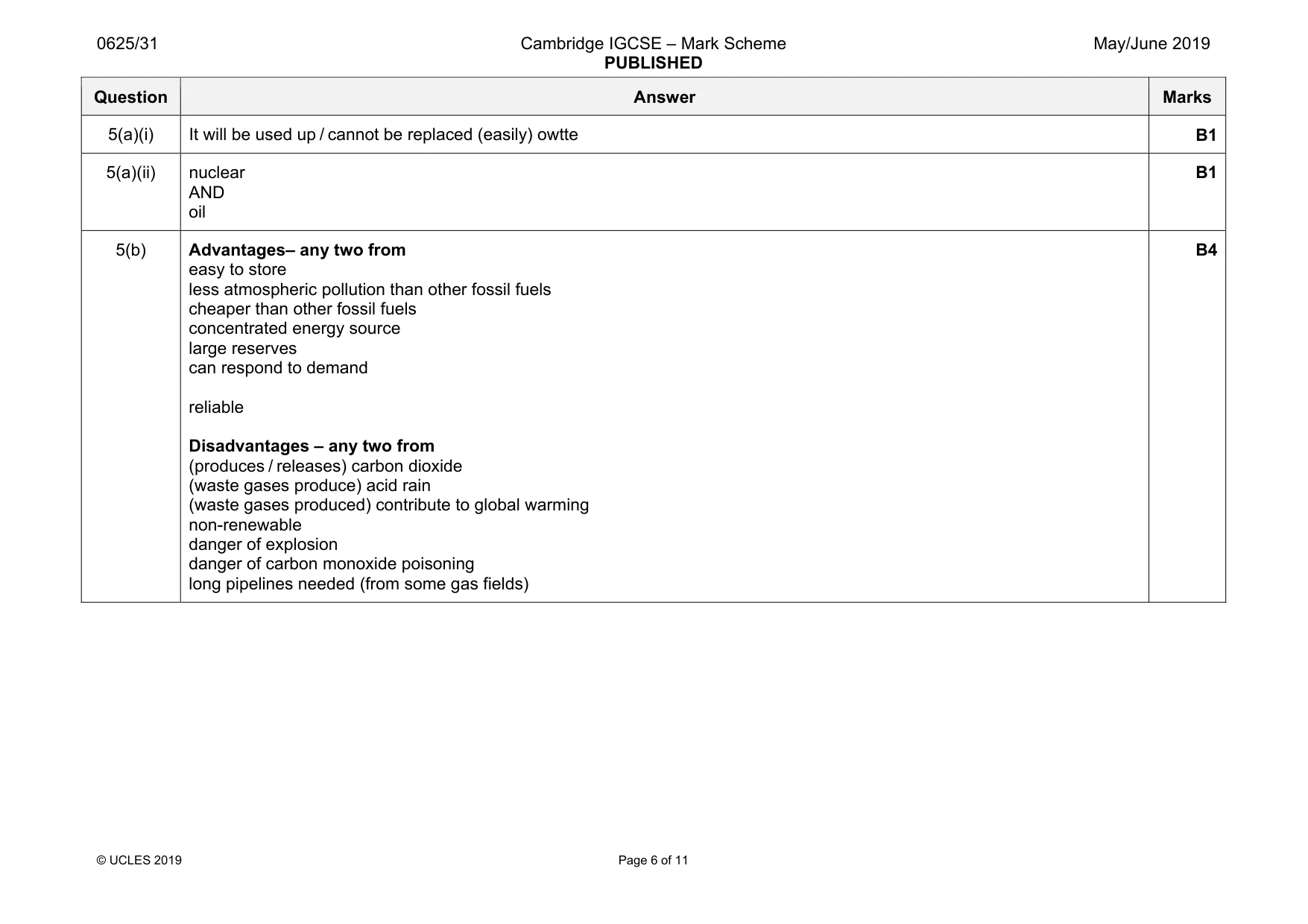 Mark scheme, page 6 of 11