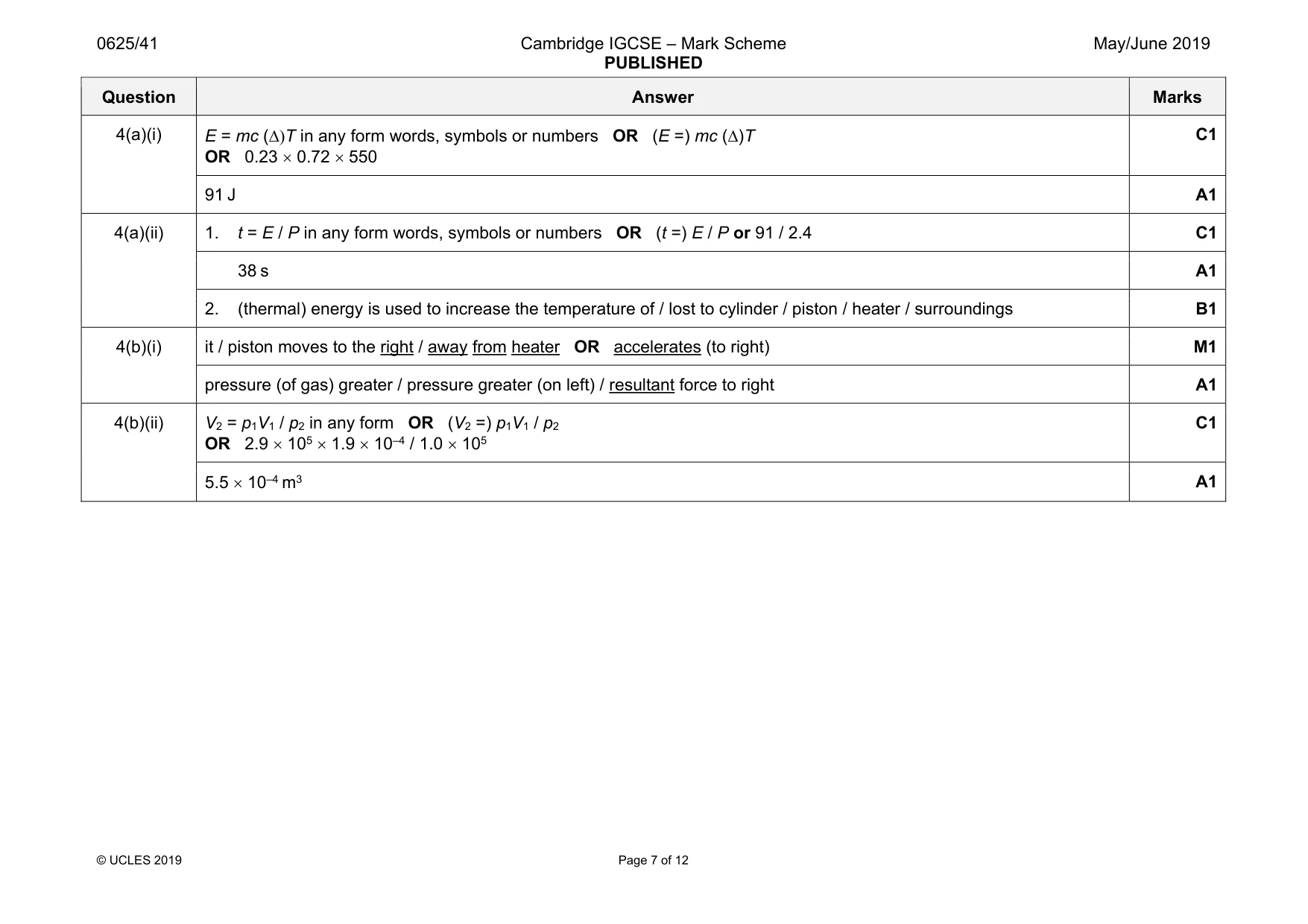 Mark scheme, page 7 of 12