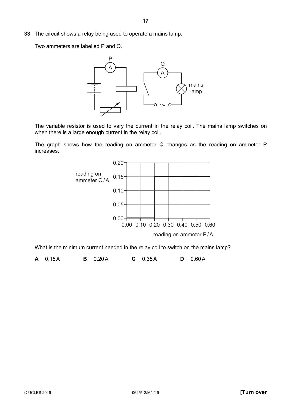 Cambridge IGCSE Physics 0625 2019 May/June Paper 1 · Variant 2 question paper, page 17 of 20