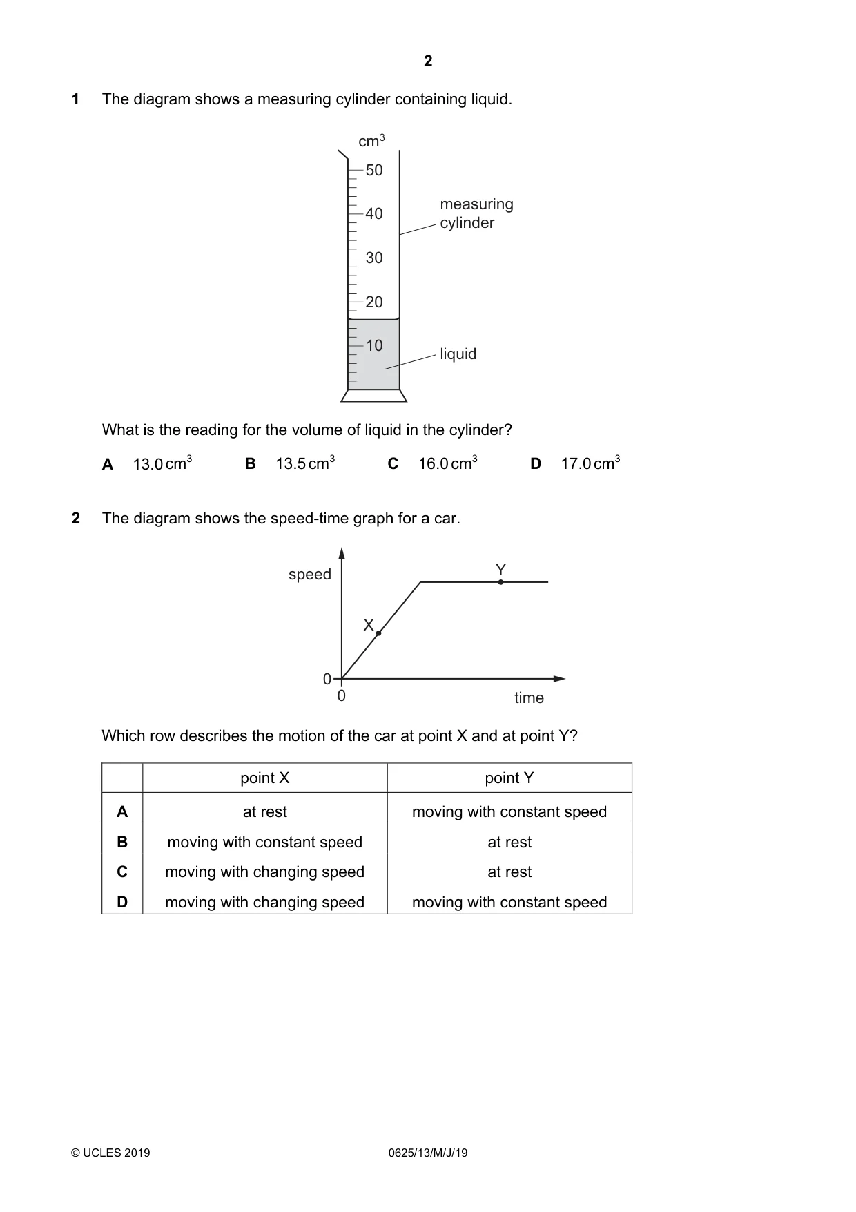 Cambridge IGCSE Physics 0625 2019 May/June Paper 1 · Variant 3 question paper, page 2 of 20