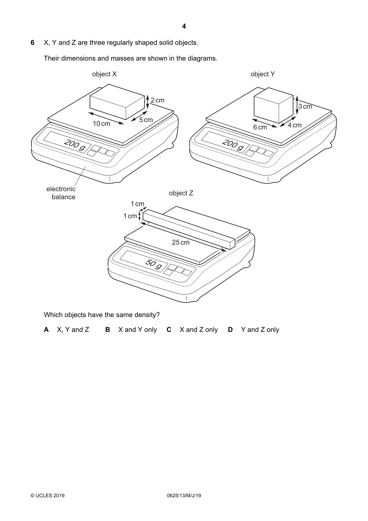 Cambridge IGCSE Physics 0625 2019 May/June Paper 1 · Variant 3 question paper, page 4 of 20
