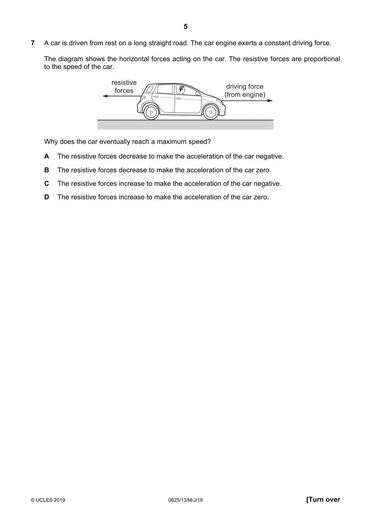 Cambridge IGCSE Physics 0625 2019 May/June Paper 1 · Variant 3 question paper, page 5 of 20