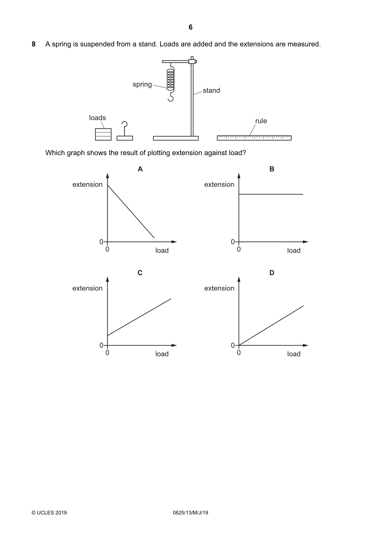 Cambridge IGCSE Physics 0625 2019 May/June Paper 1 · Variant 3 question paper, page 6 of 20