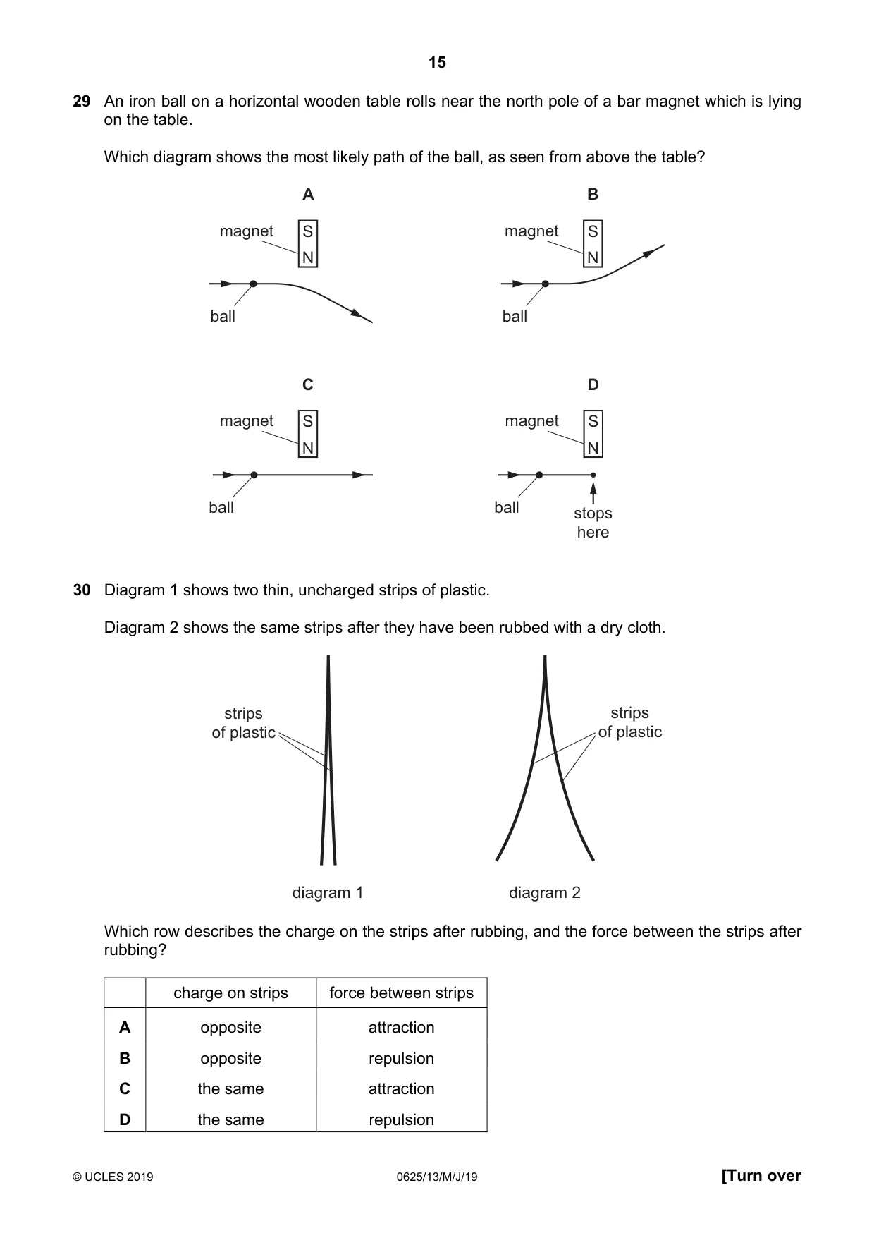 Cambridge IGCSE Physics 0625 2019 May/June Paper 1 · Variant 3 question paper, page 15 of 20