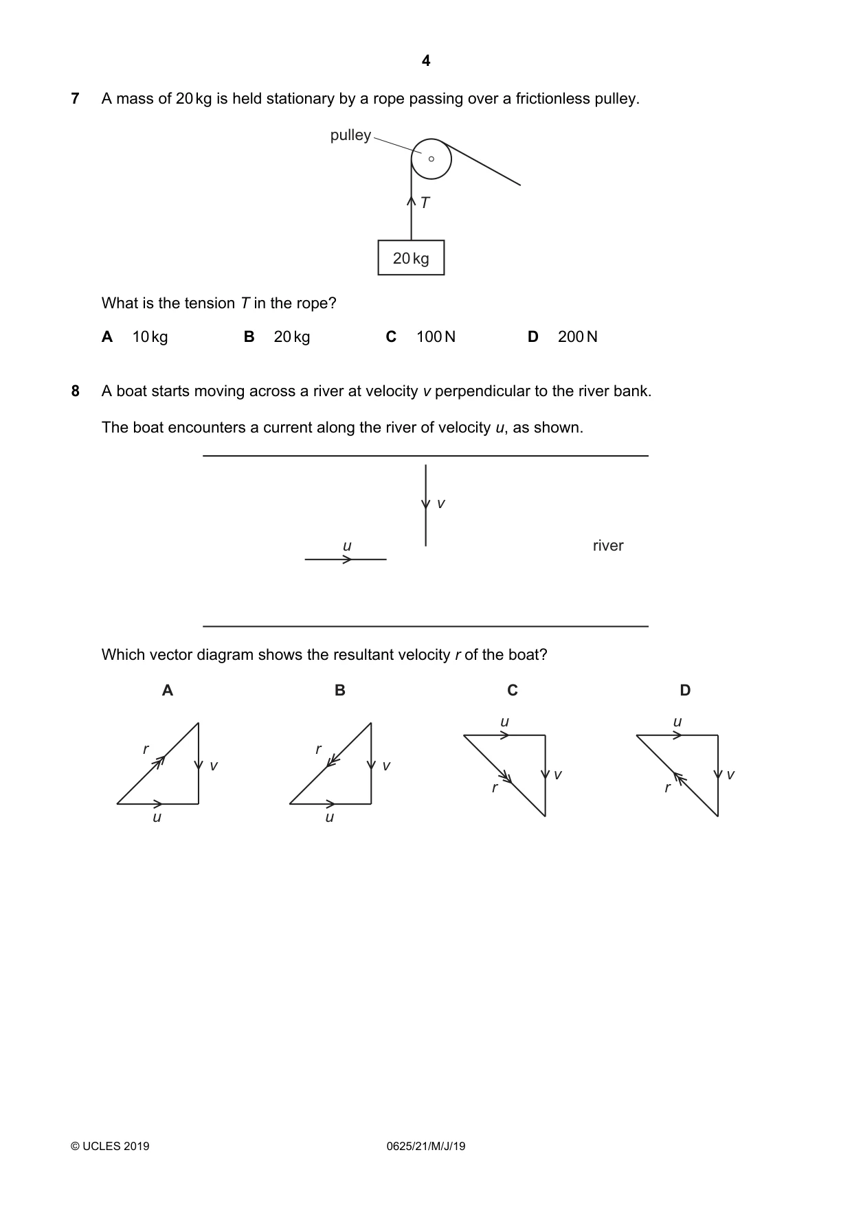 Cambridge IGCSE Physics 0625 2019 May/June Paper 2 · Variant 1 question paper, page 4 of 16