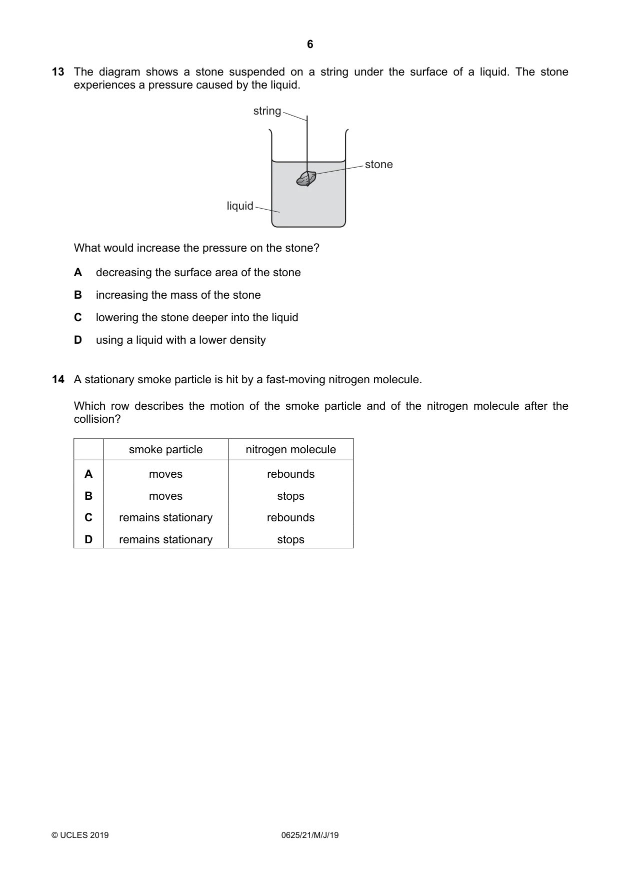 Cambridge IGCSE Physics 0625 2019 May/June Paper 2 · Variant 1 question paper, page 6 of 16
