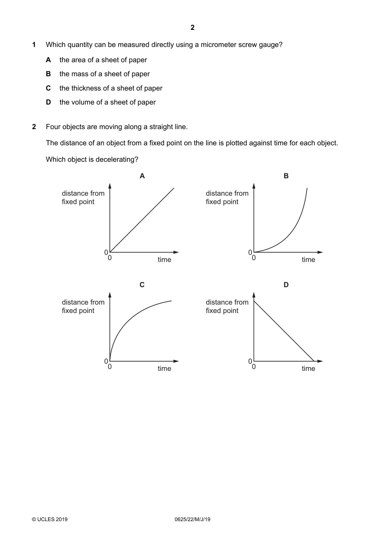 Cambridge IGCSE Physics 0625 2019 May/June Paper 2 · Variant 2 question paper, page 2 of 16
