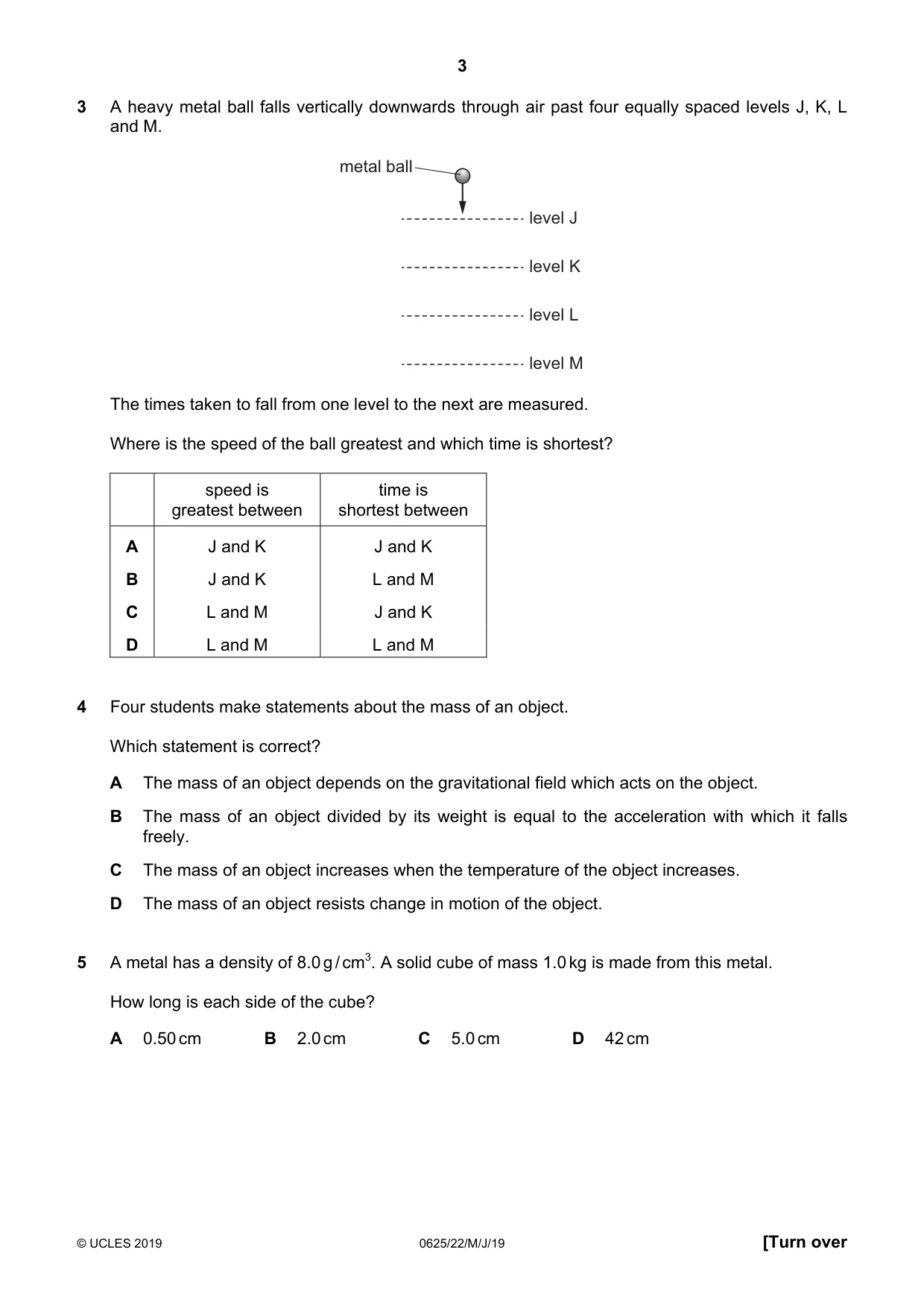 Cambridge IGCSE Physics 0625 2019 May/June Paper 2 · Variant 2 question paper, page 3 of 16