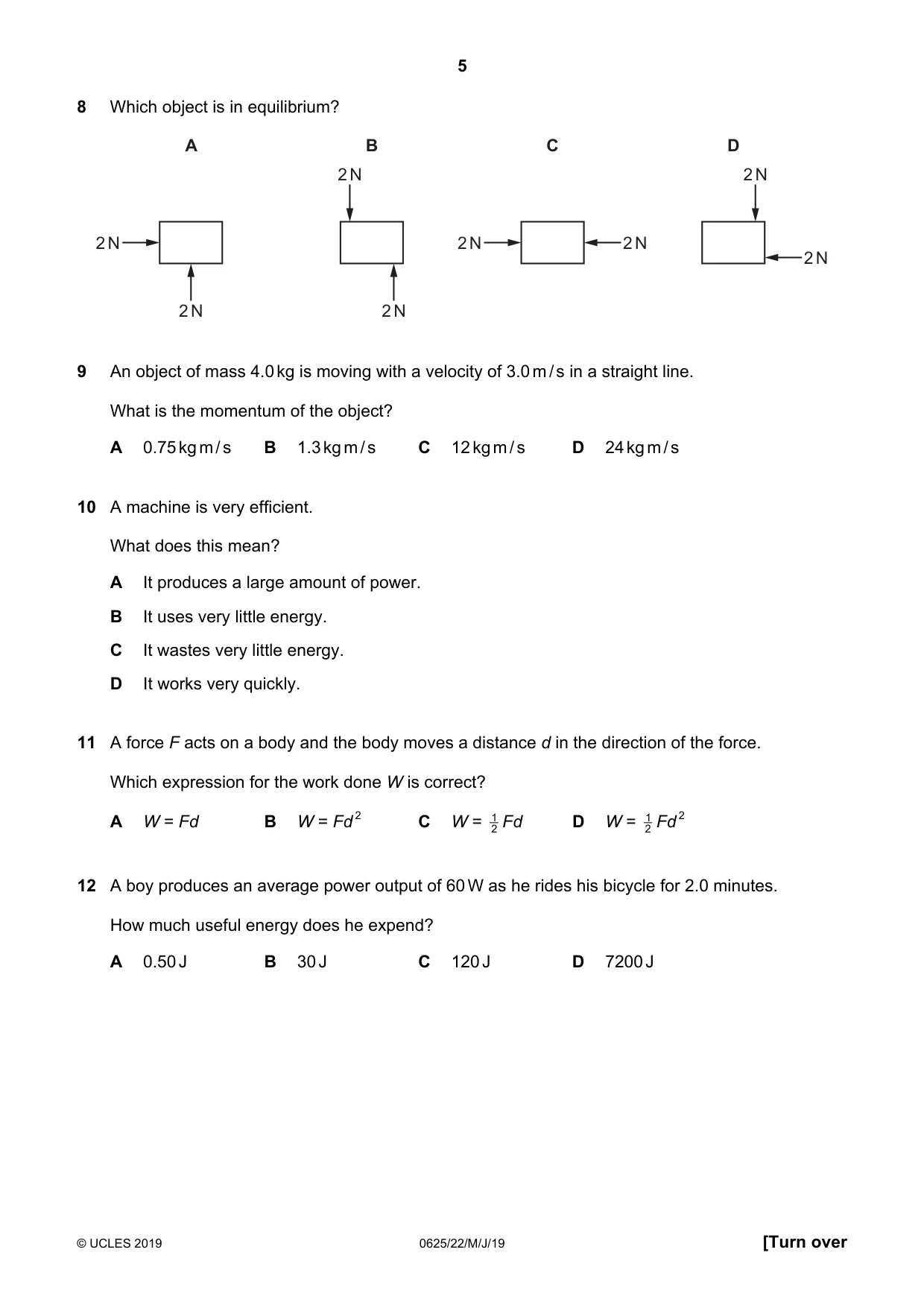 Cambridge IGCSE Physics 0625 2019 May/June Paper 2 · Variant 2 question paper, page 5 of 16