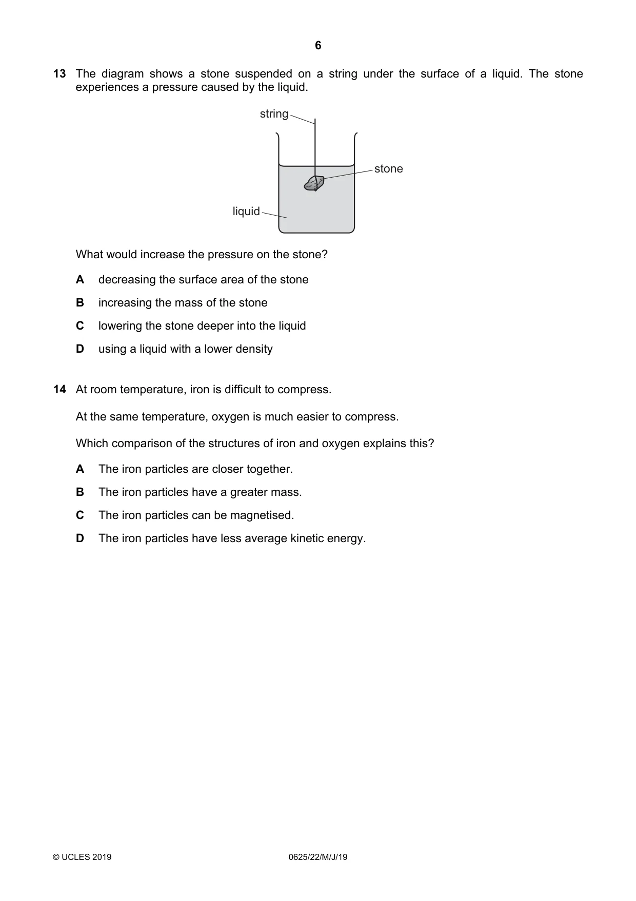 Cambridge IGCSE Physics 0625 2019 May/June Paper 2 · Variant 2 question paper, page 6 of 16