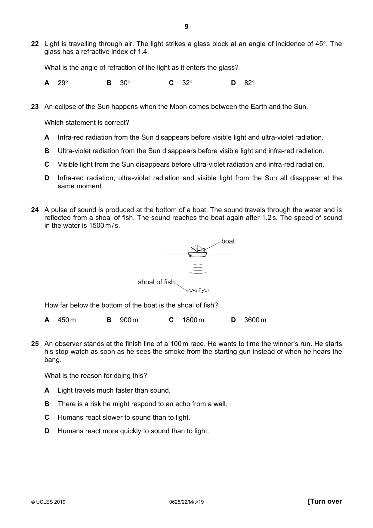 Cambridge IGCSE Physics 0625 2019 May/June Paper 2 · Variant 2 question paper, page 9 of 16
