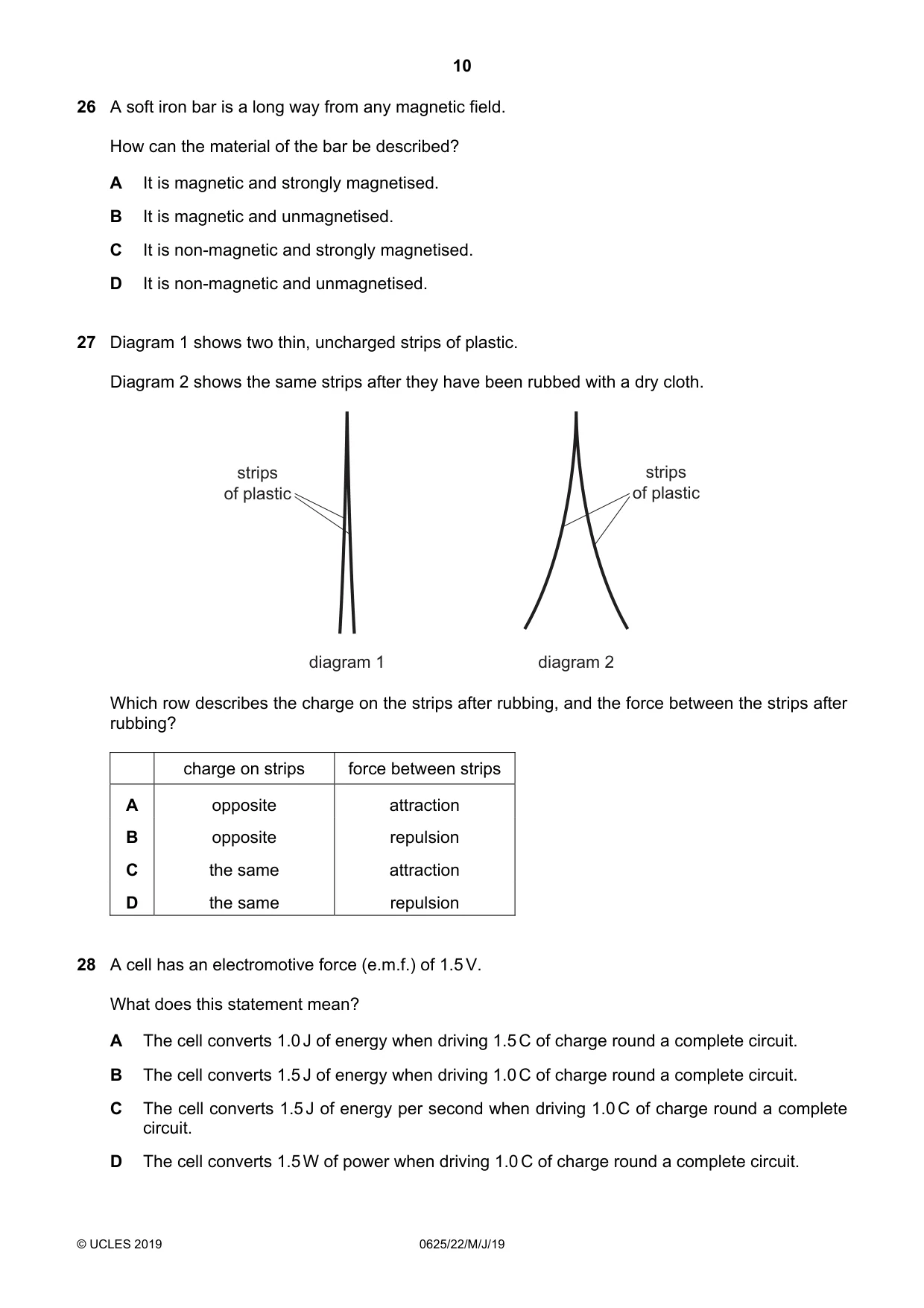 Cambridge IGCSE Physics 0625 2019 May/June Paper 2 · Variant 2 question paper, page 10 of 16