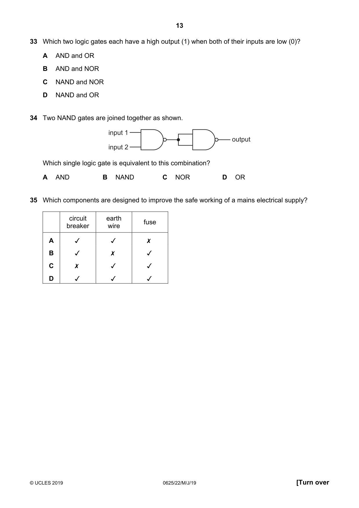 Cambridge IGCSE Physics 0625 2019 May/June Paper 2 · Variant 2 question paper, page 13 of 16
