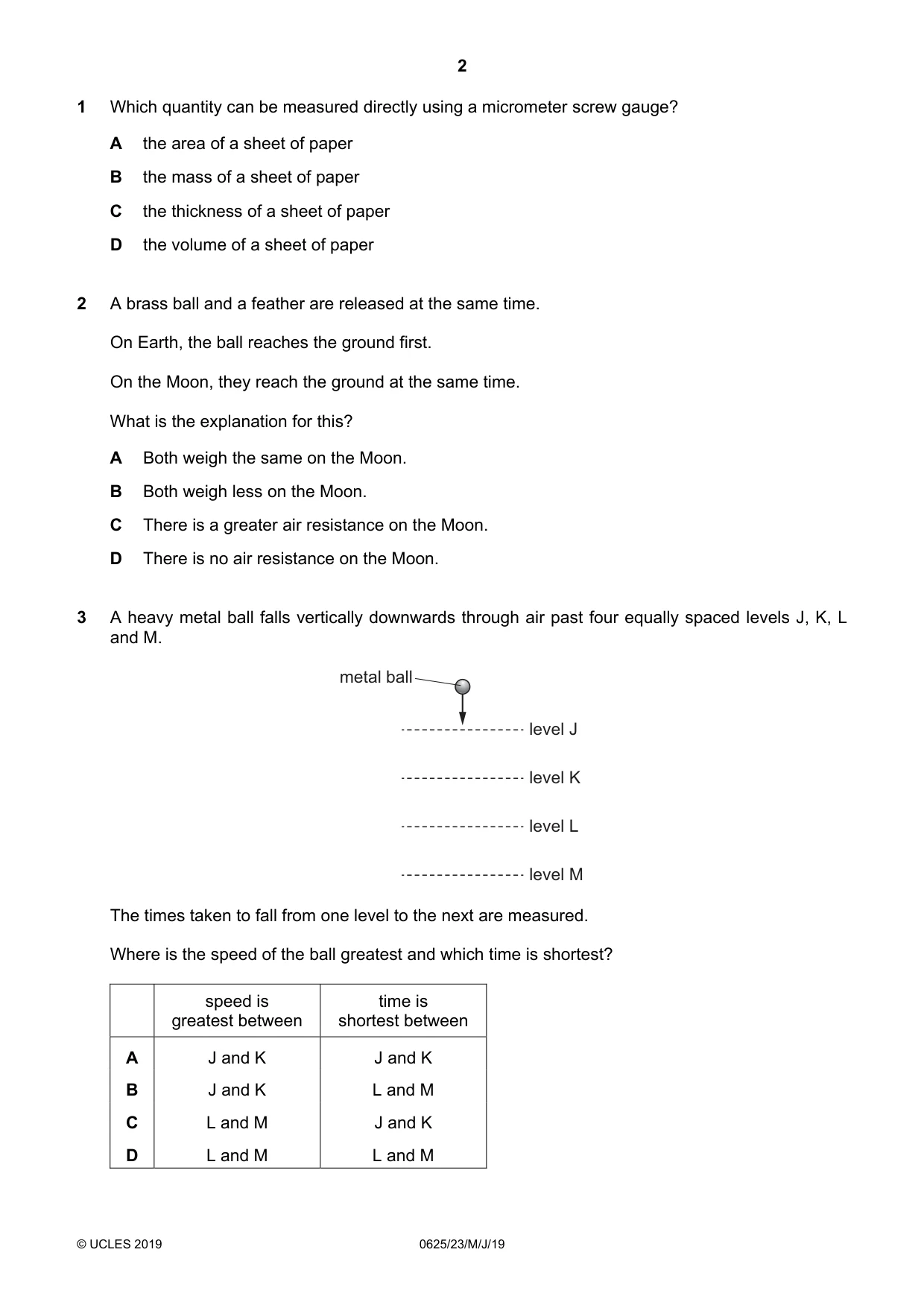 Cambridge IGCSE Physics 0625 2019 May/June Paper 2 · Variant 3 question paper, page 2 of 16