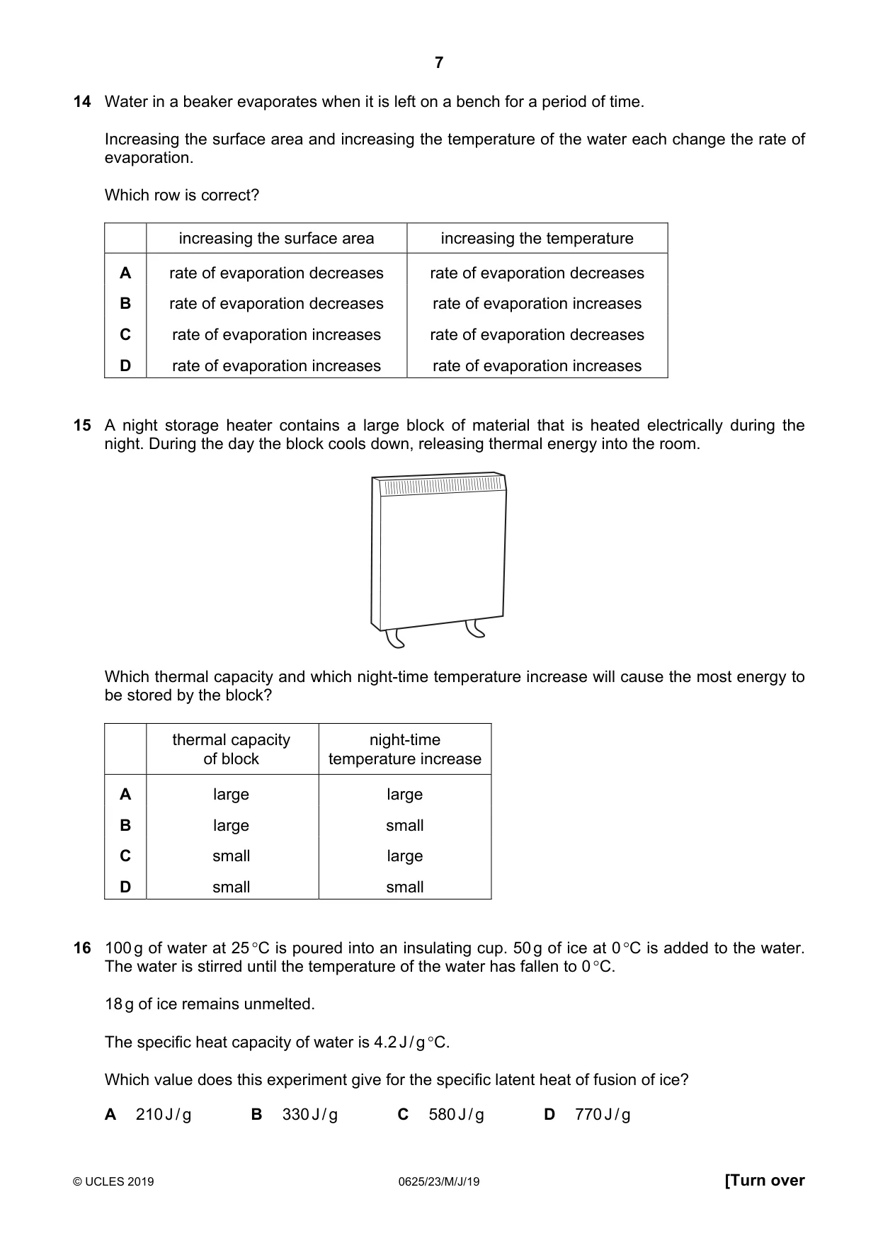 Cambridge IGCSE Physics 0625 2019 May/June Paper 2 · Variant 3 question paper, page 7 of 16