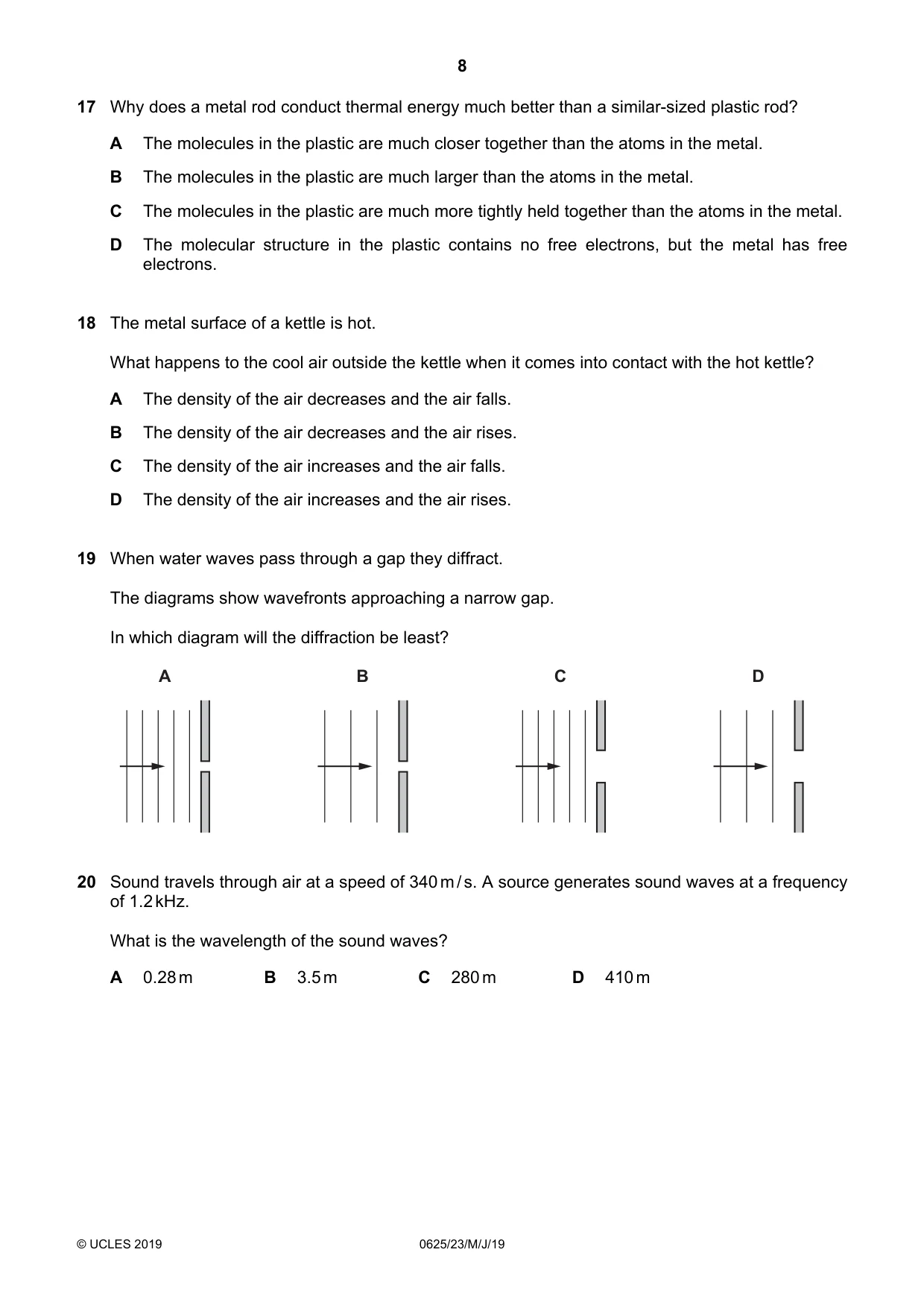 Cambridge IGCSE Physics 0625 2019 May/June Paper 2 · Variant 3 question paper, page 8 of 16