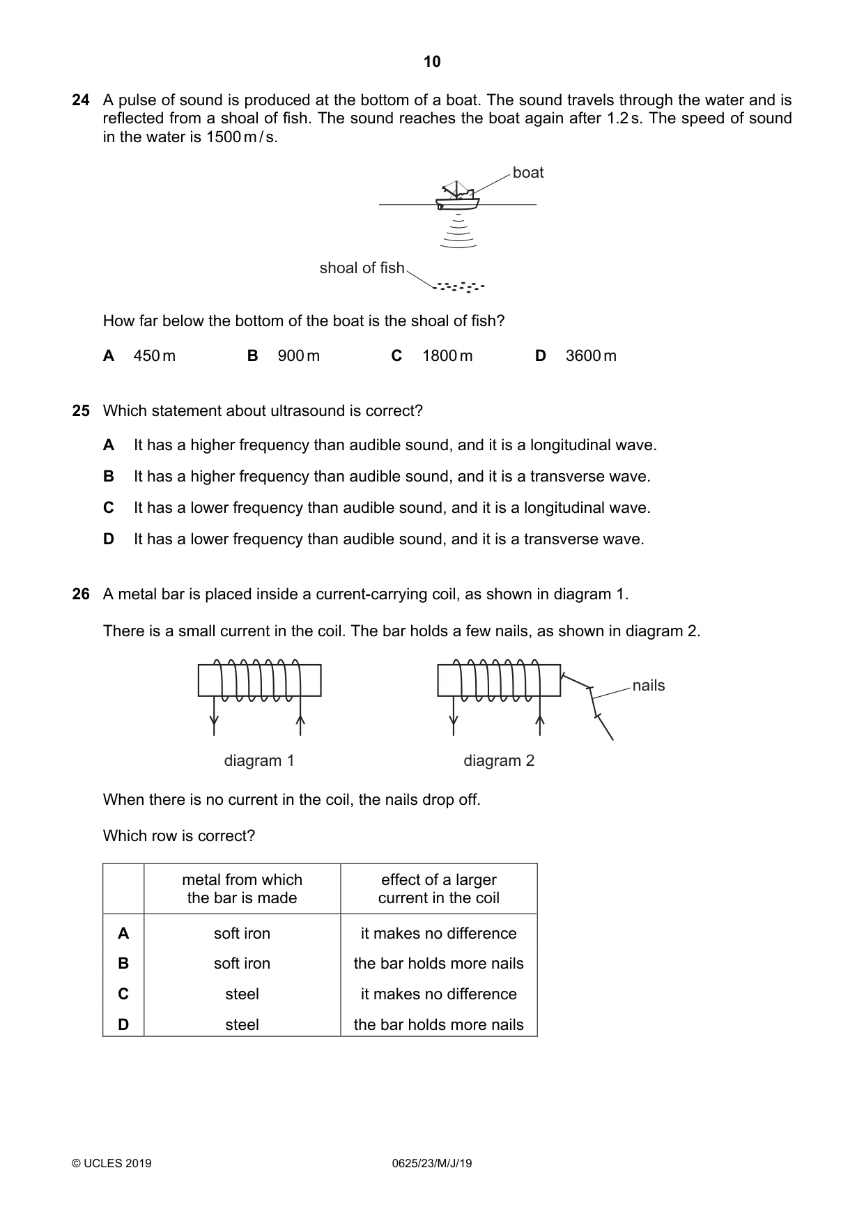 Cambridge IGCSE Physics 0625 2019 May/June Paper 2 · Variant 3 question paper, page 10 of 16