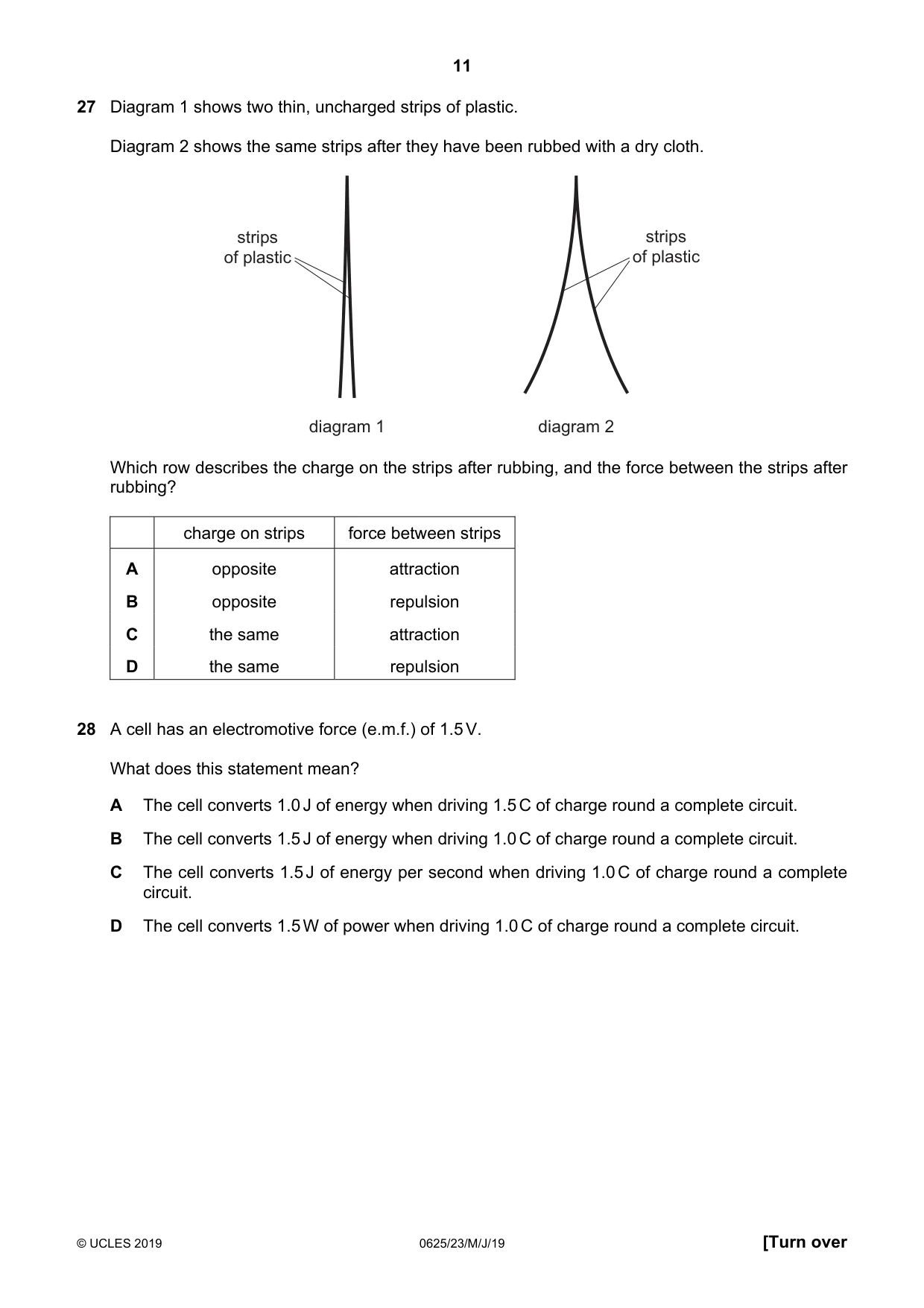 Cambridge IGCSE Physics 0625 2019 May/June Paper 2 · Variant 3 question paper, page 11 of 16