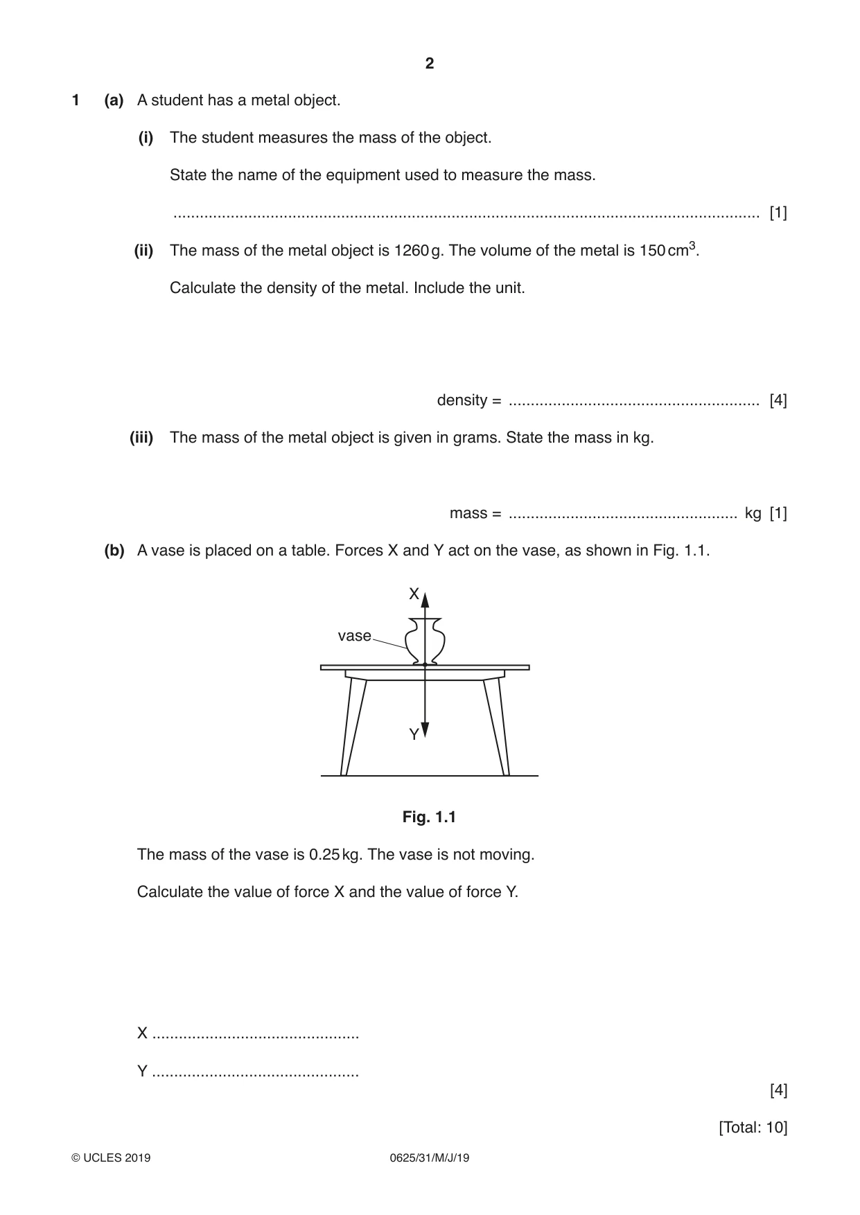 Cambridge IGCSE Physics 0625 2019 May/June Paper 3 · Variant 1 question paper, page 2 of 16