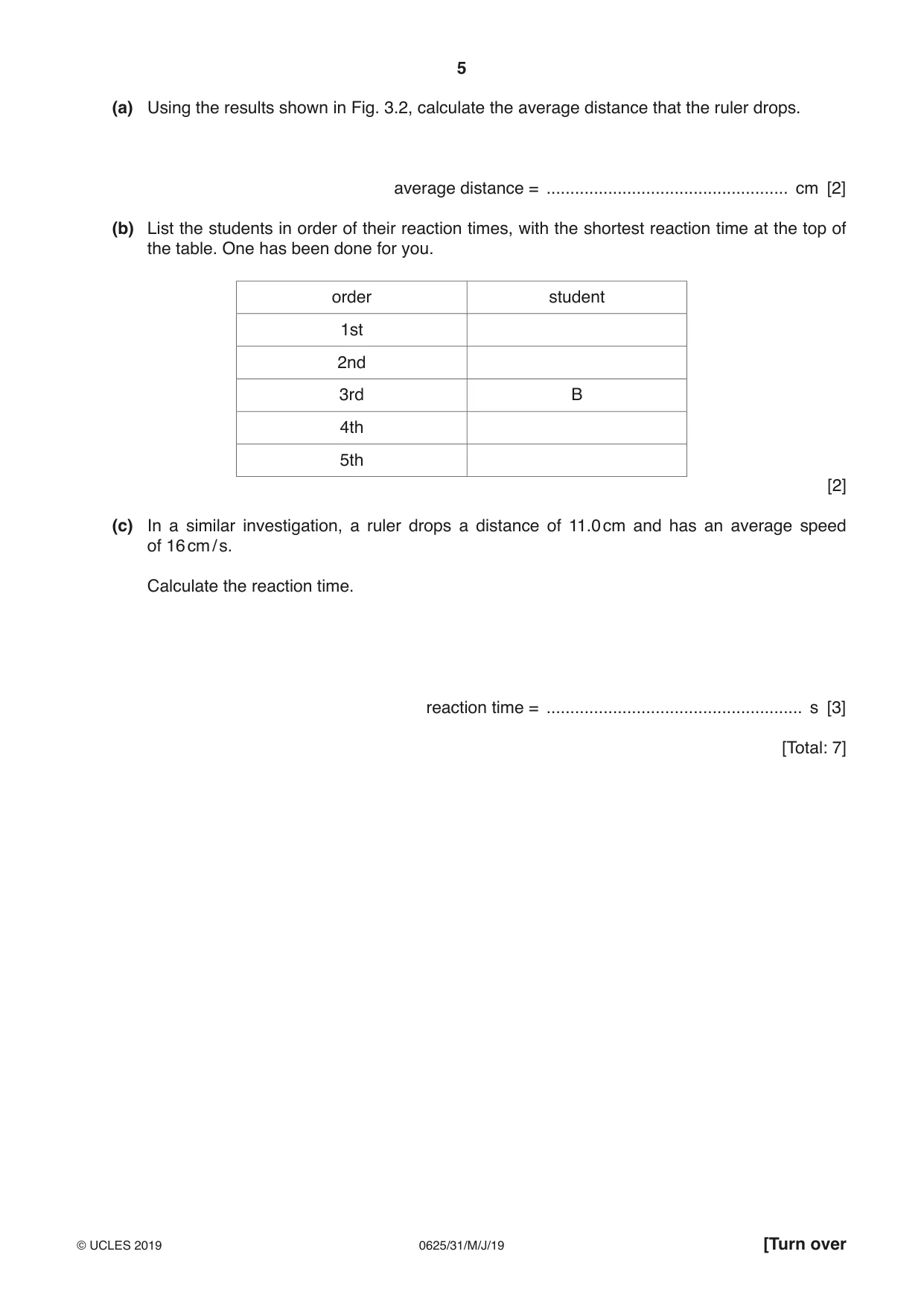 Cambridge IGCSE Physics 0625 2019 May/June Paper 3 · Variant 1 question paper, page 5 of 16