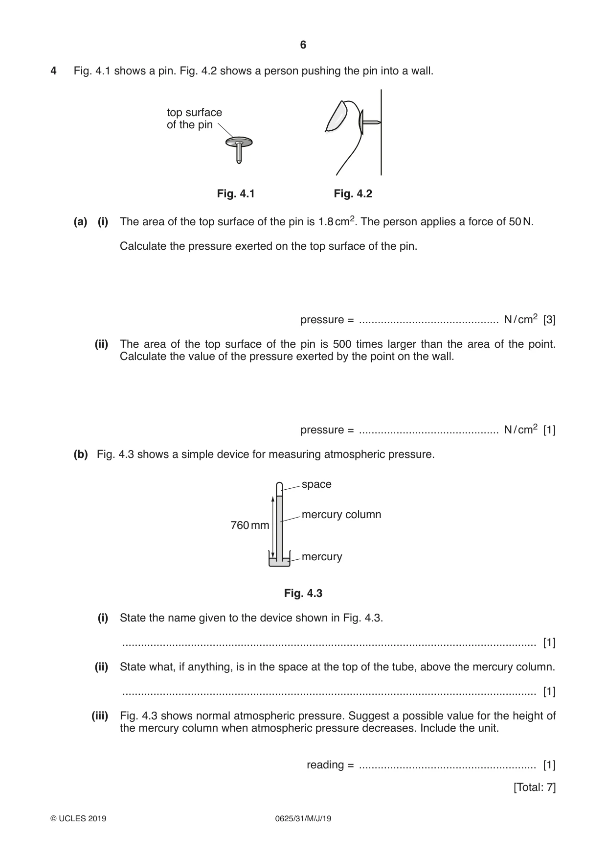 Cambridge IGCSE Physics 0625 2019 May/June Paper 3 · Variant 1 question paper, page 6 of 16