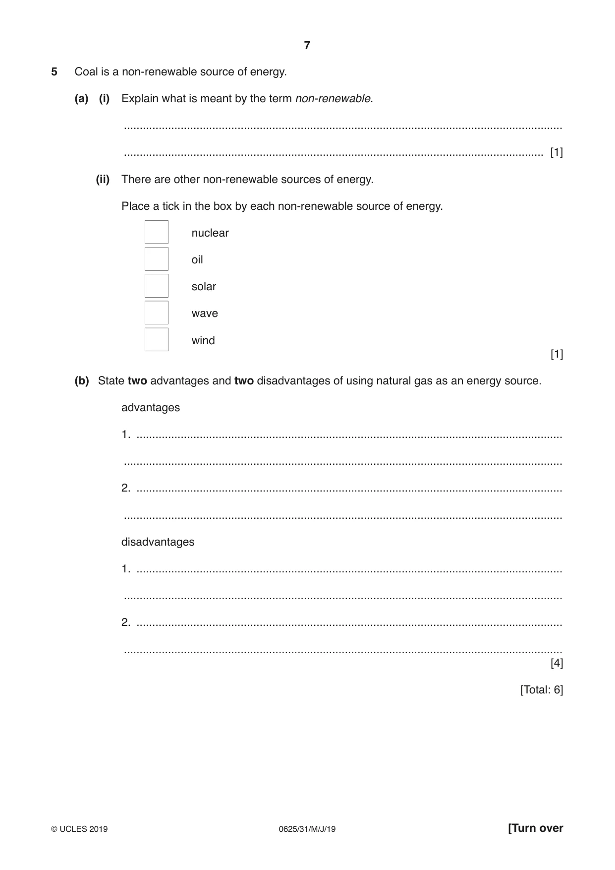 Cambridge IGCSE Physics 0625 2019 May/June Paper 3 · Variant 1 question paper, page 7 of 16