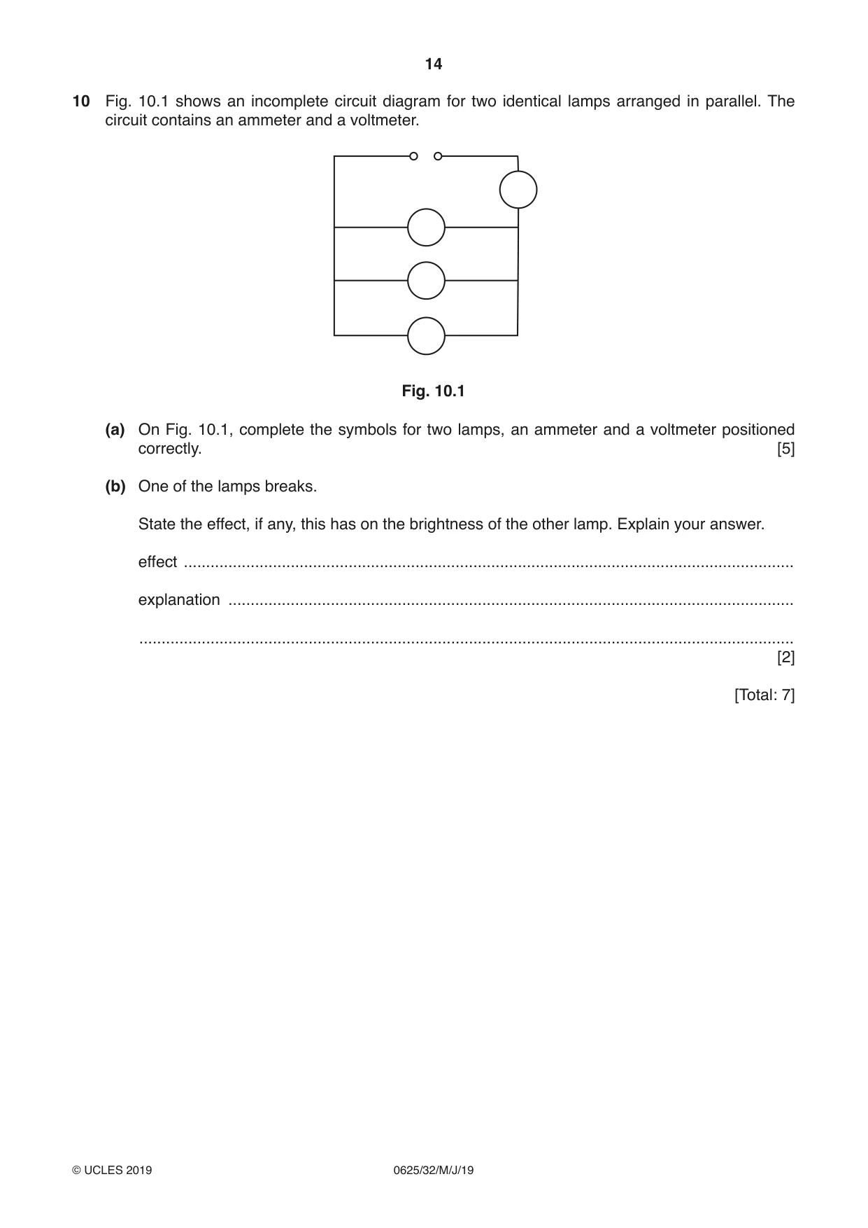 Cambridge IGCSE Physics 0625 2019 May/June Paper 3 · Variant 2 question paper, page 14 of 16