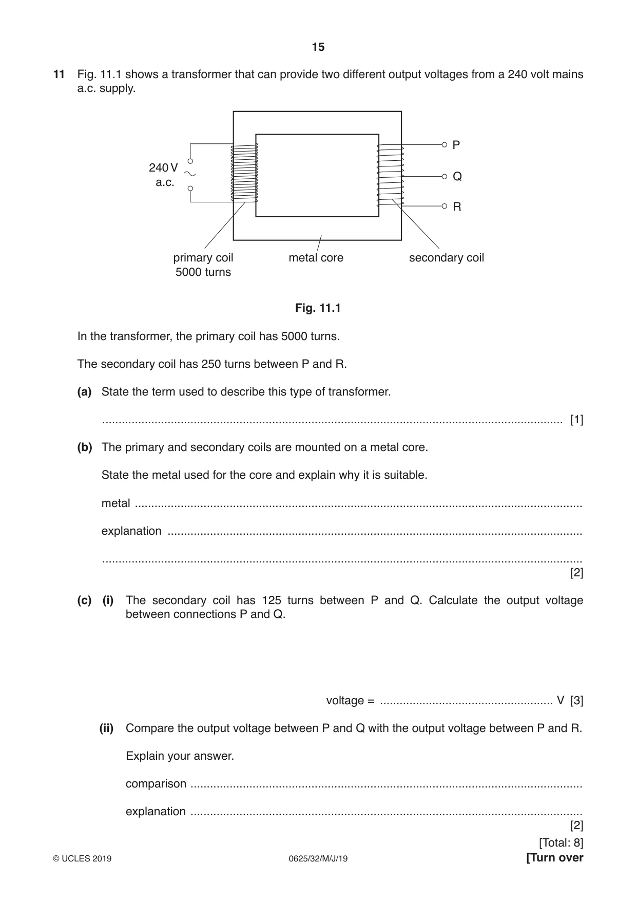 Cambridge IGCSE Physics 0625 2019 May/June Paper 3 · Variant 2 question paper, page 15 of 16