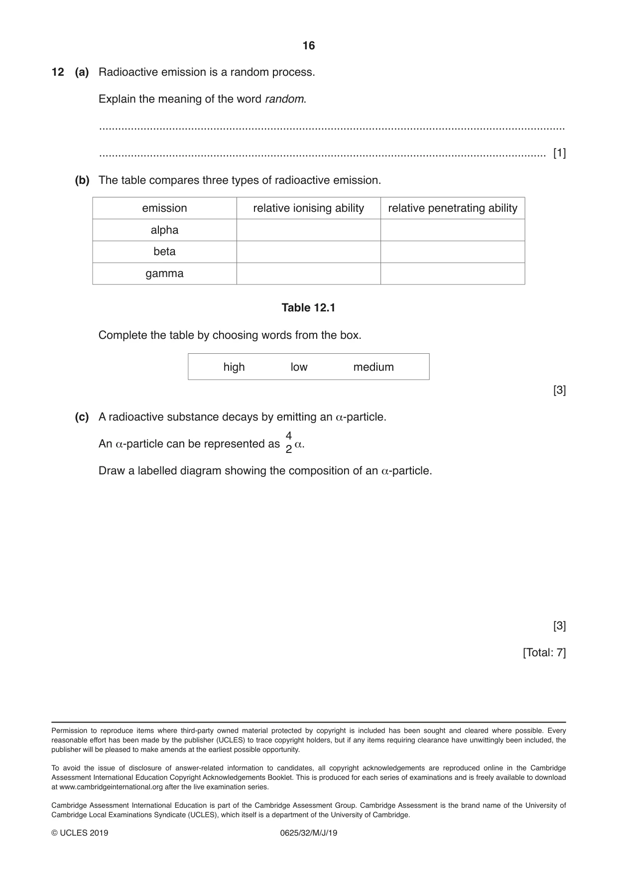 Cambridge IGCSE Physics 0625 2019 May/June Paper 3 · Variant 2 question paper, page 16 of 16