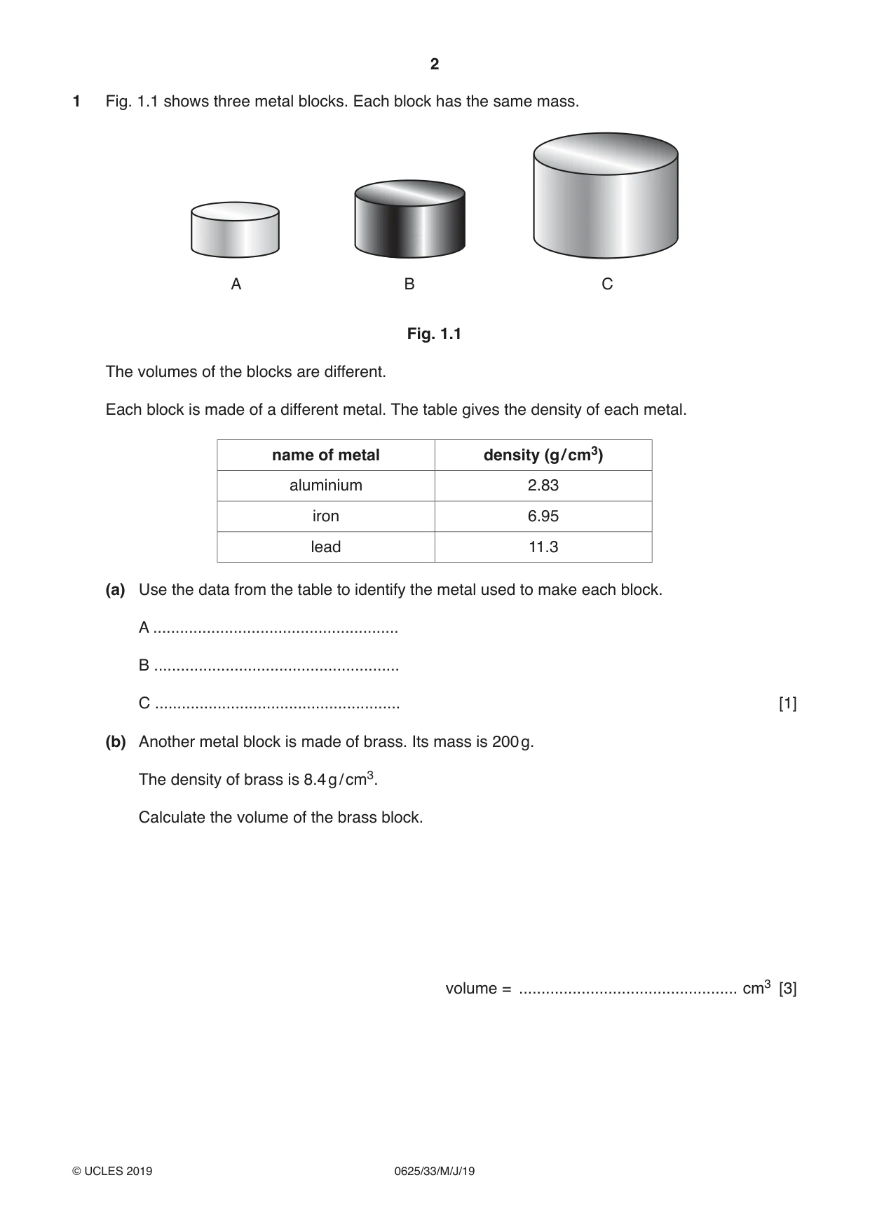 Cambridge IGCSE Physics 0625 2019 May/June Paper 3 · Variant 3 question paper, page 2 of 16