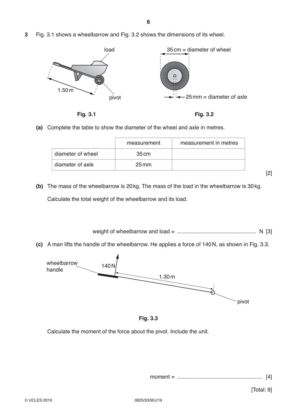 Cambridge IGCSE Physics 0625 2019 May/June Paper 3 · Variant 3 question paper, page 6 of 16
